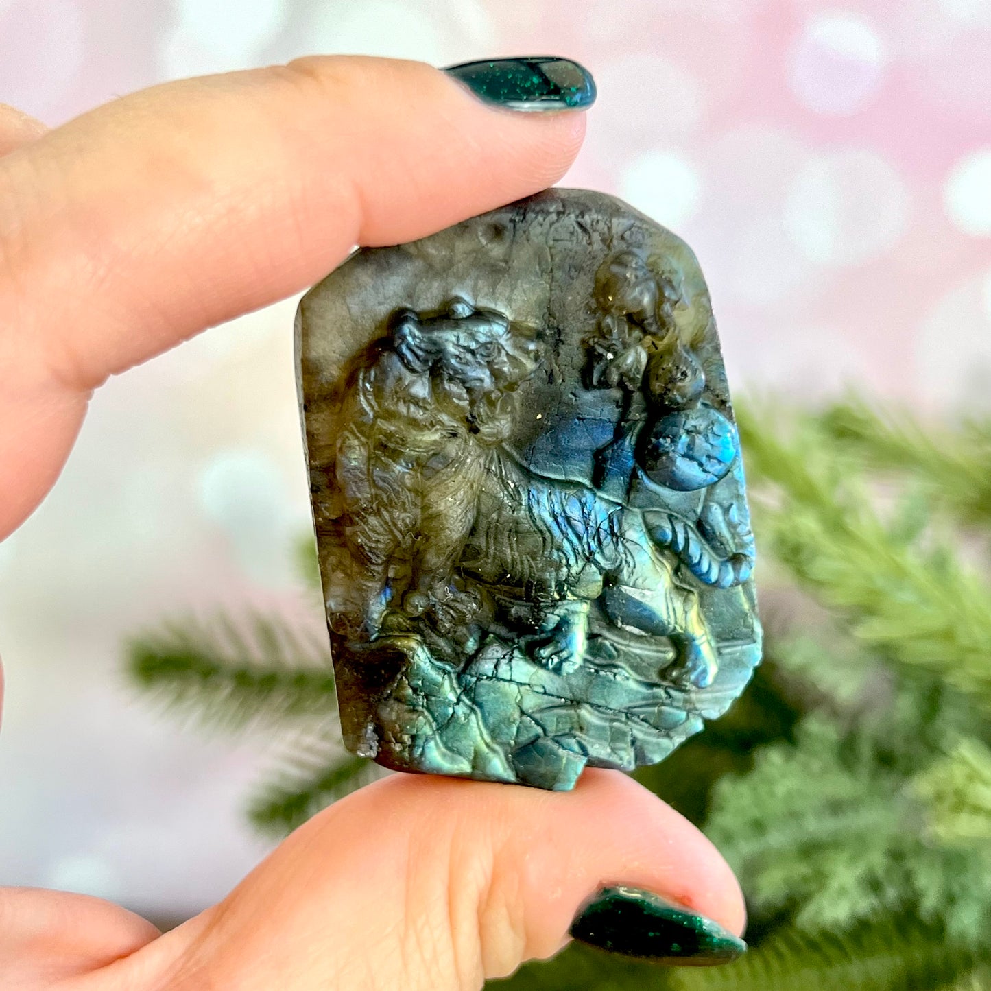 Labradorite Tiger Carved Crystal Cabochon