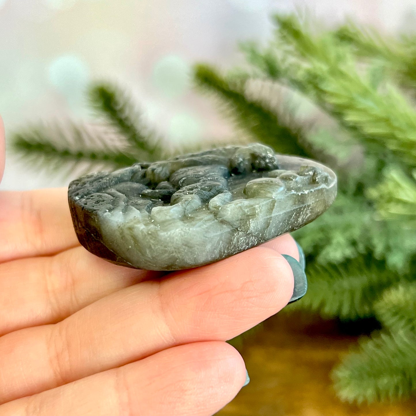 Labradorite Crystal Tiger Carved Stone Cabochon