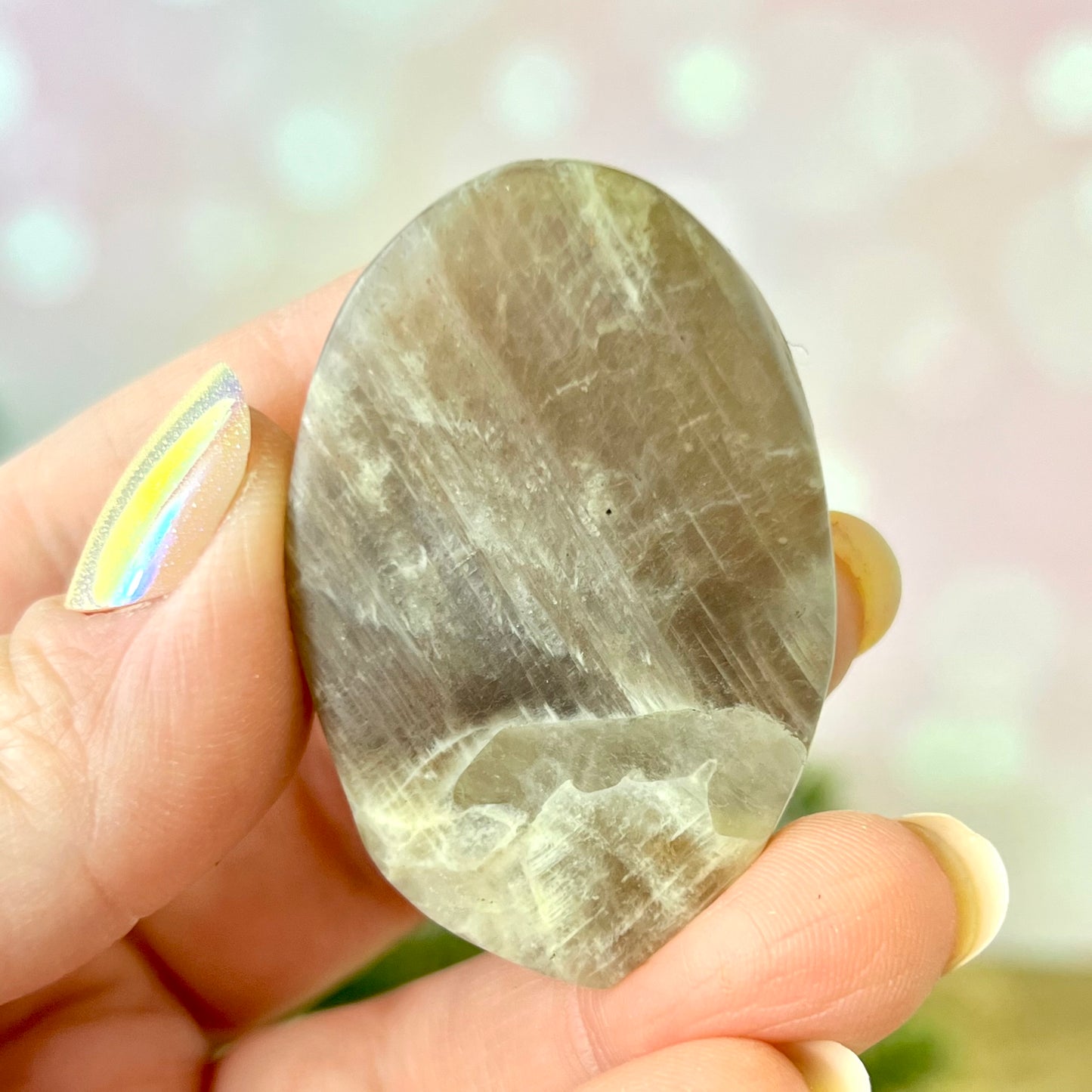Angel Praying Belomorite Sunstone in Moonstone Carved Cabochon