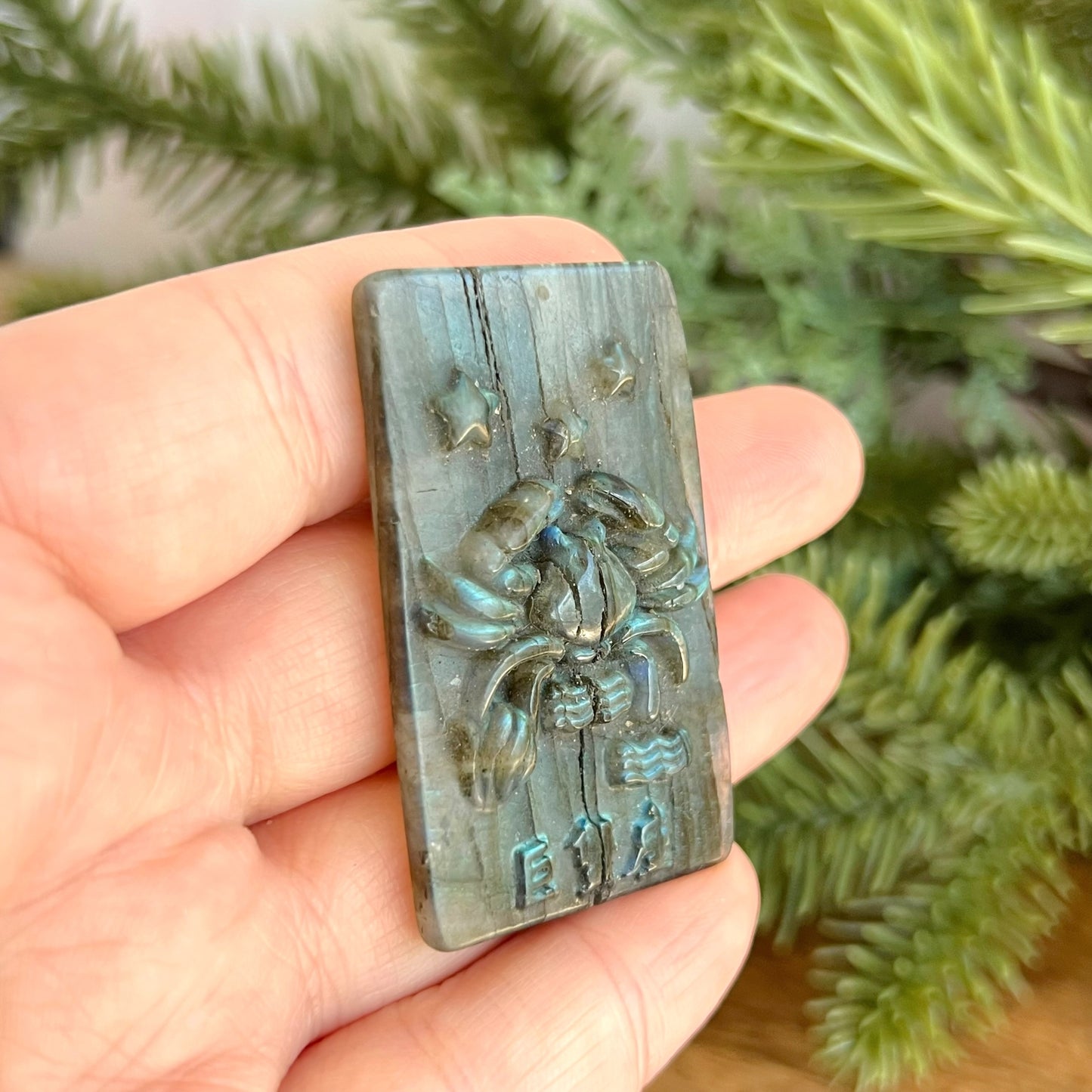 Labradorite Cancer Carved Cabochon