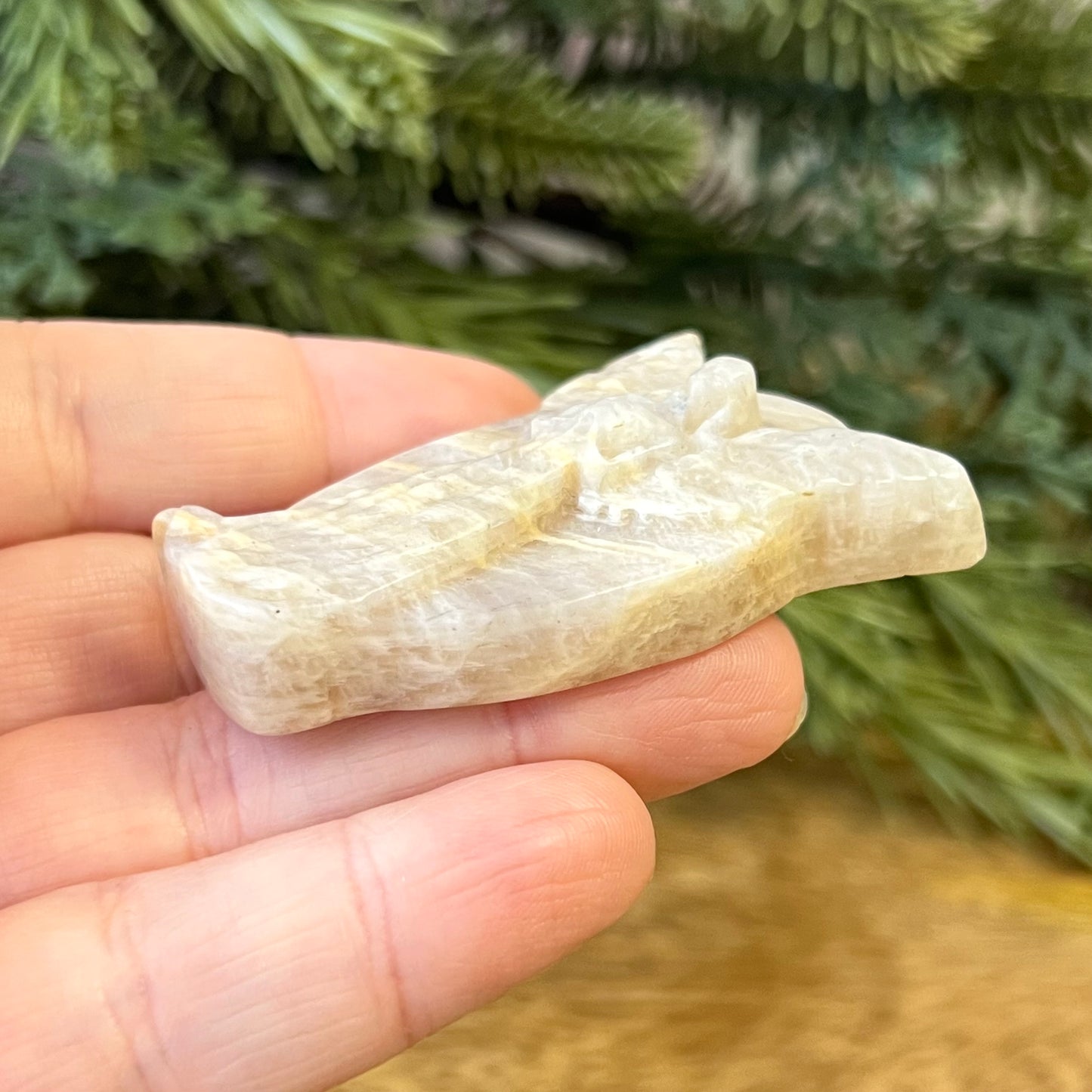 Angel Belomorite Sunstone in Moonstone Carved Cabochon