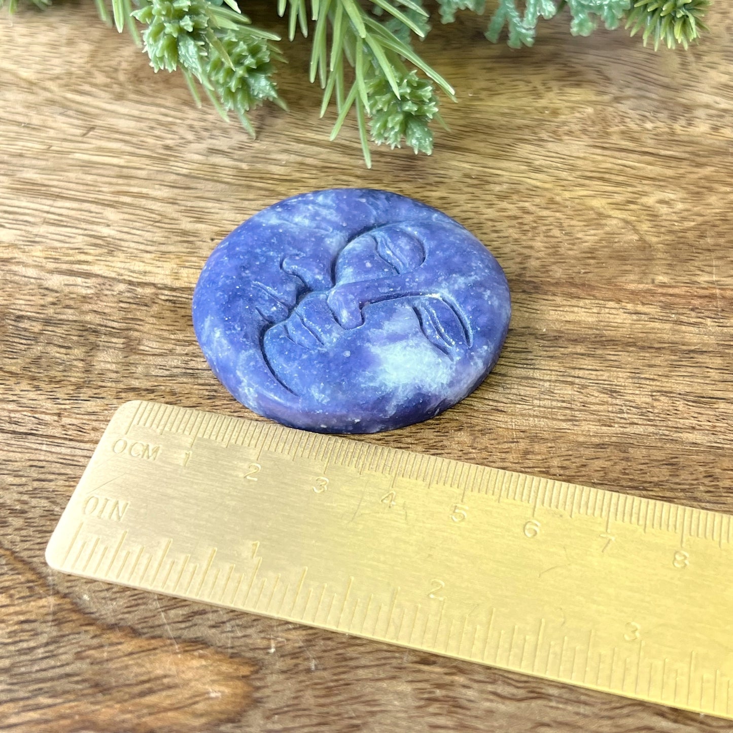 Lepidolite Sun & Moon Carved Crystal Cabochon