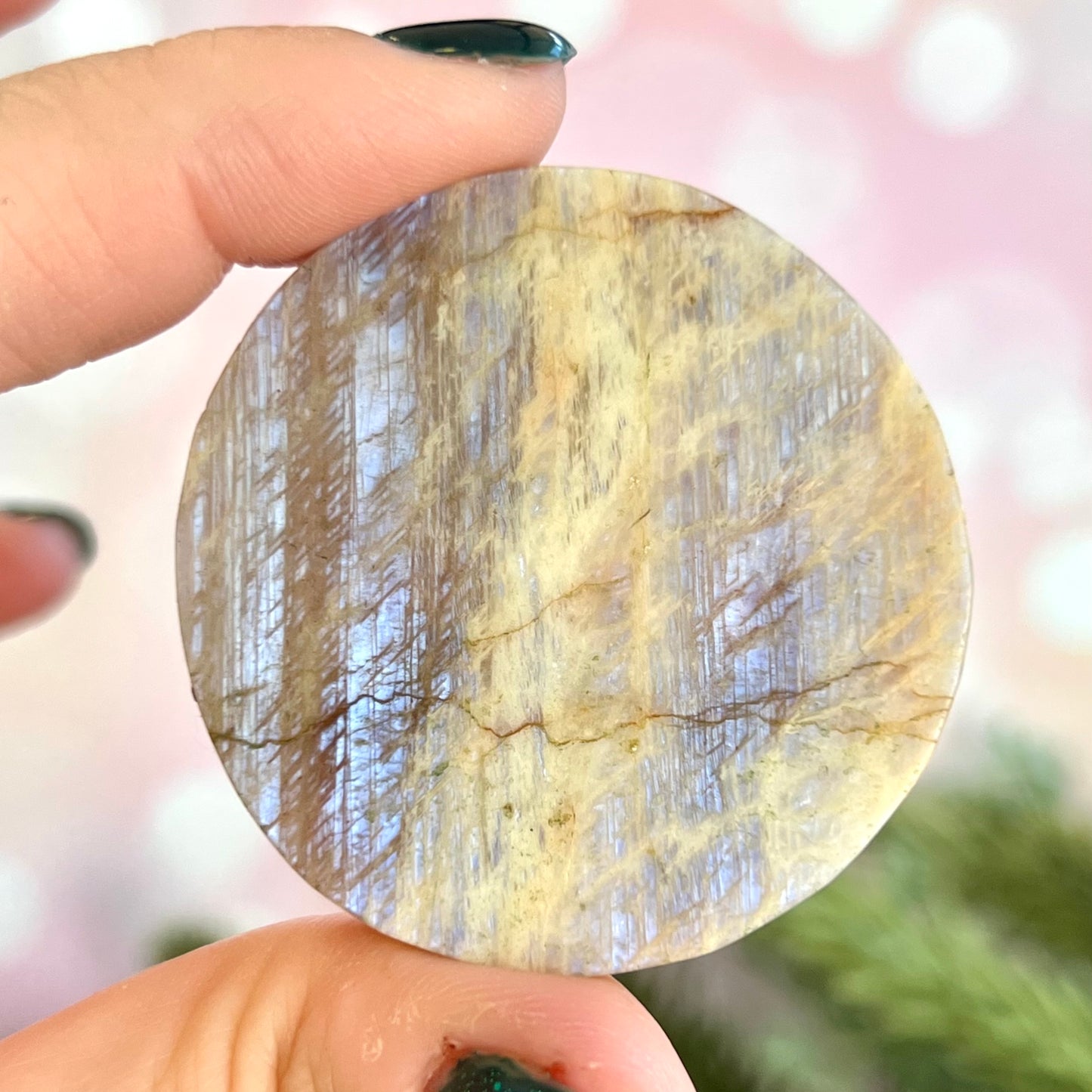 Kitsune Nine Tailed Fox on Celtic Crescent Moon Crystal Carved Cabochon