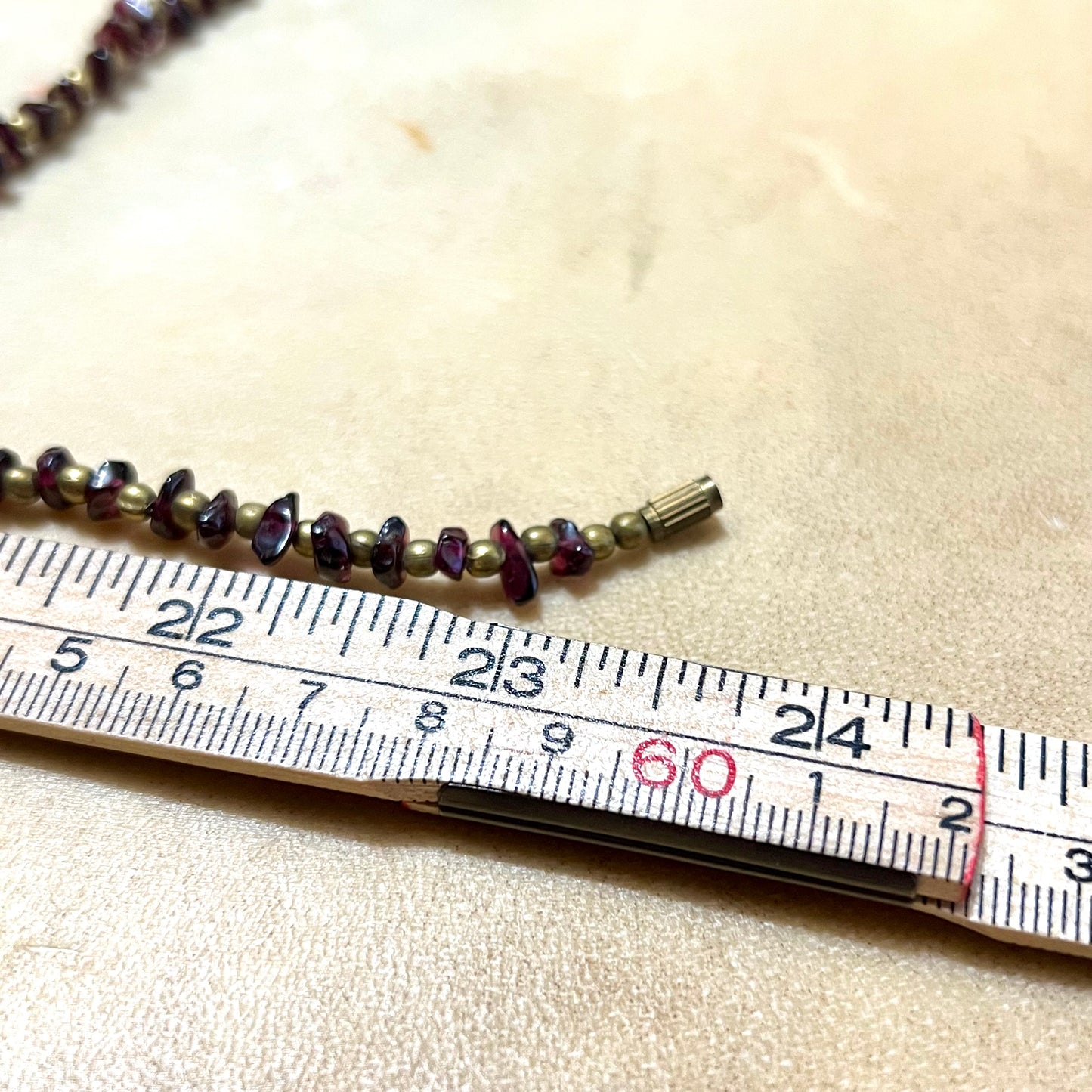 Vintage Garnet Chip Bead & Brass Necklace