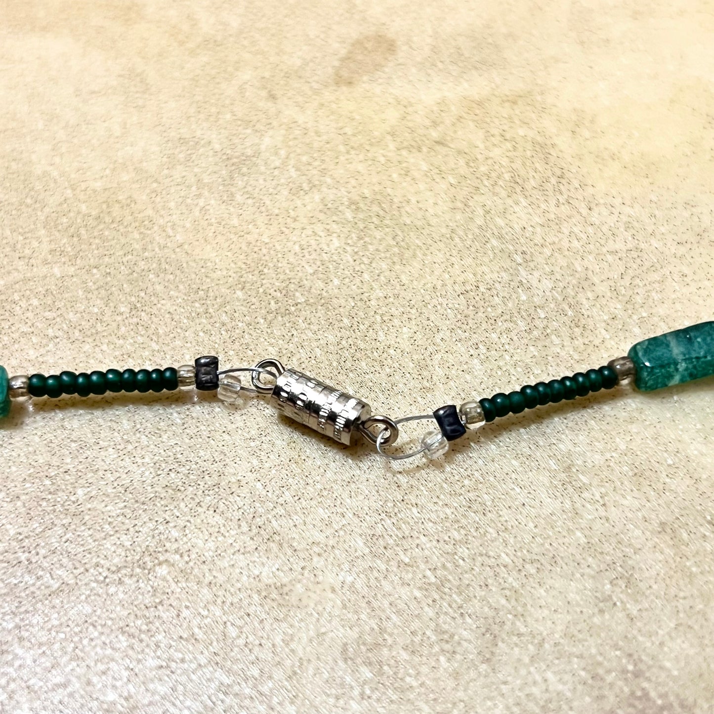 Green Aventurine Carved Leaf Vintage Crystal Necklace