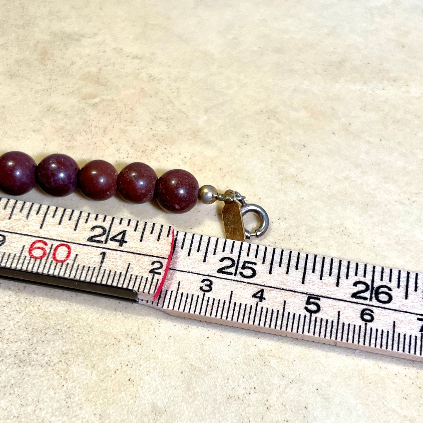 Red Jasper & Marble Inlay Vintage Beaded Necklace