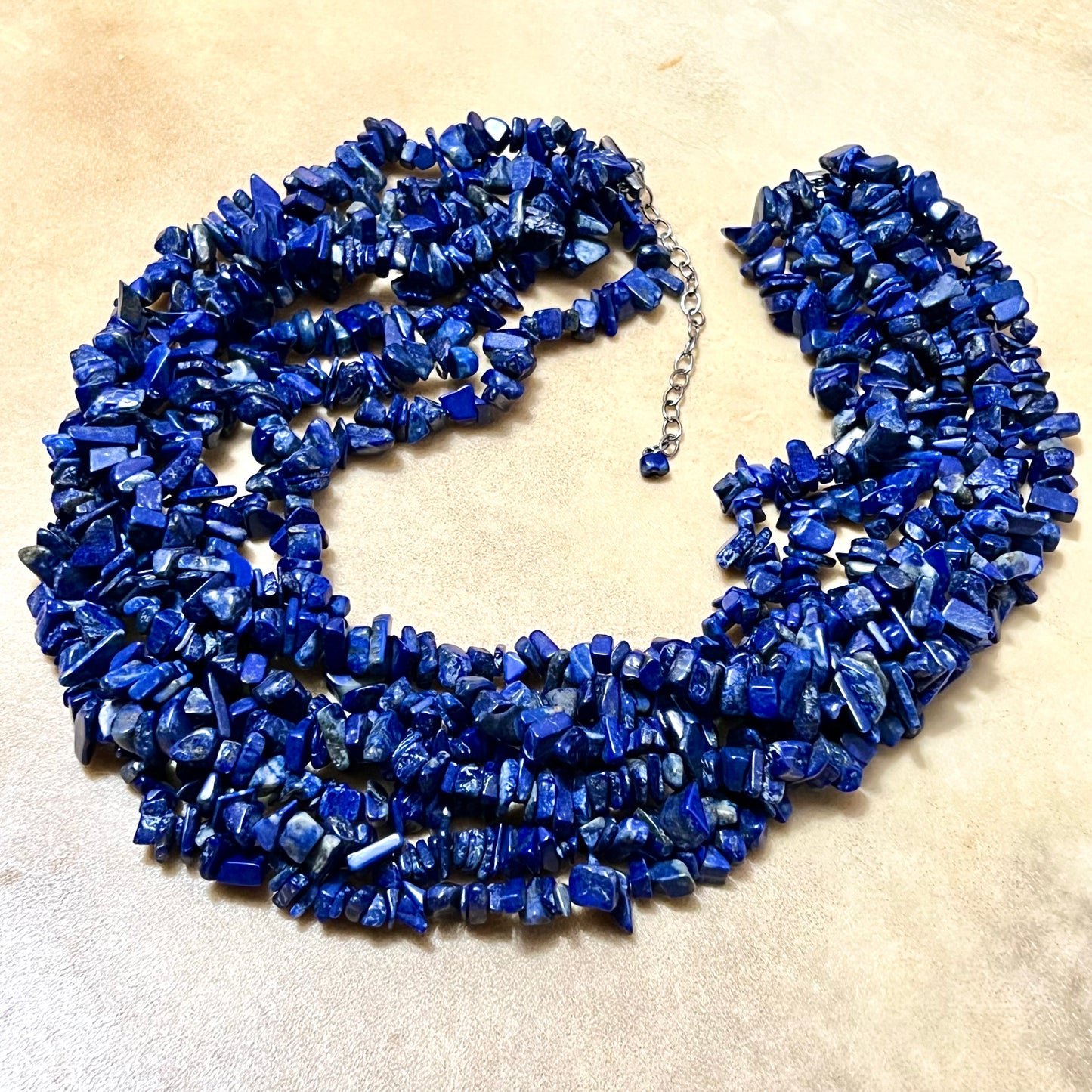 Lapis Lazuli Blue Chunky Gemstone Chip Necklace - Vintage
