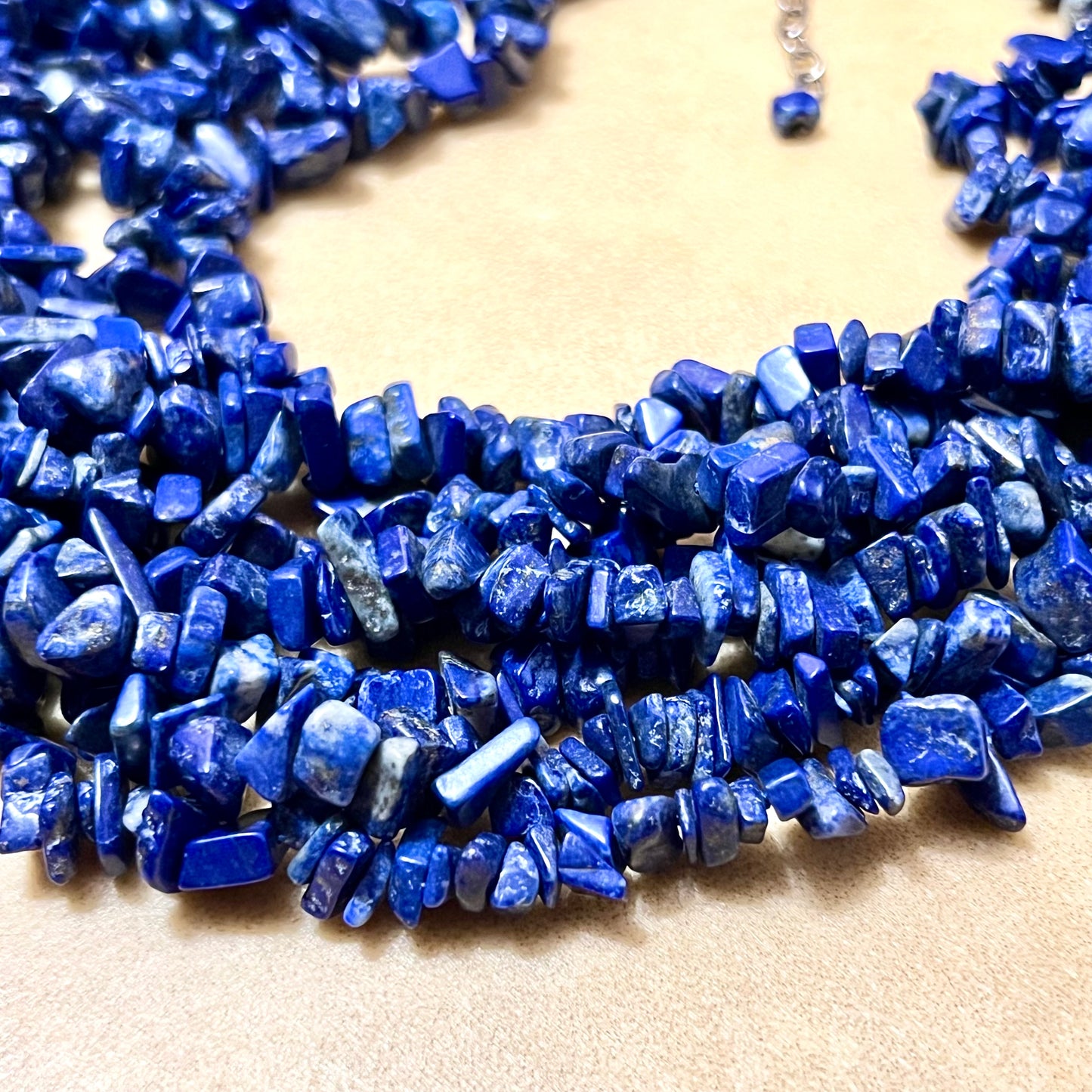 Lapis Lazuli Blue Chunky Gemstone Chip Necklace - Vintage