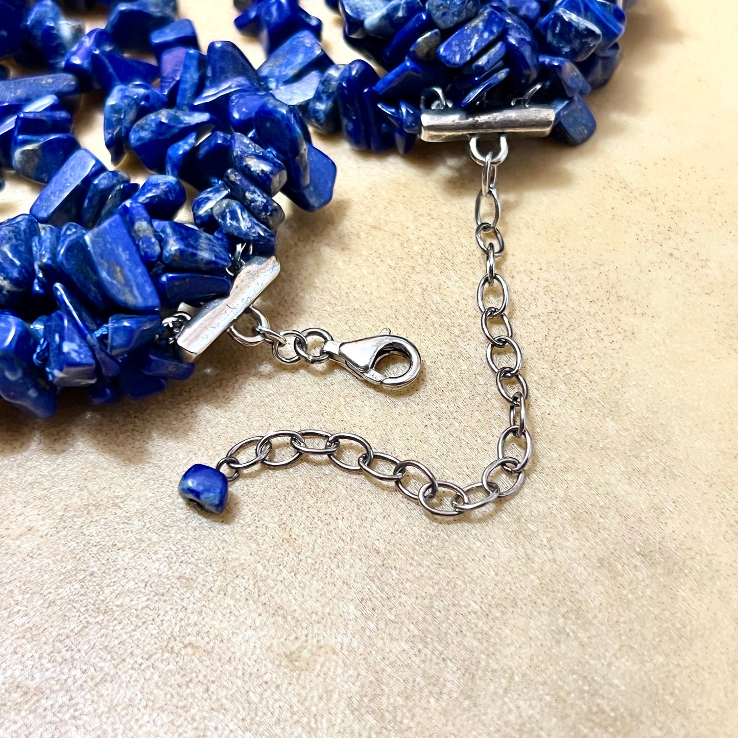 Lapis Lazuli Blue Chunky Gemstone Chip Necklace - Vintage