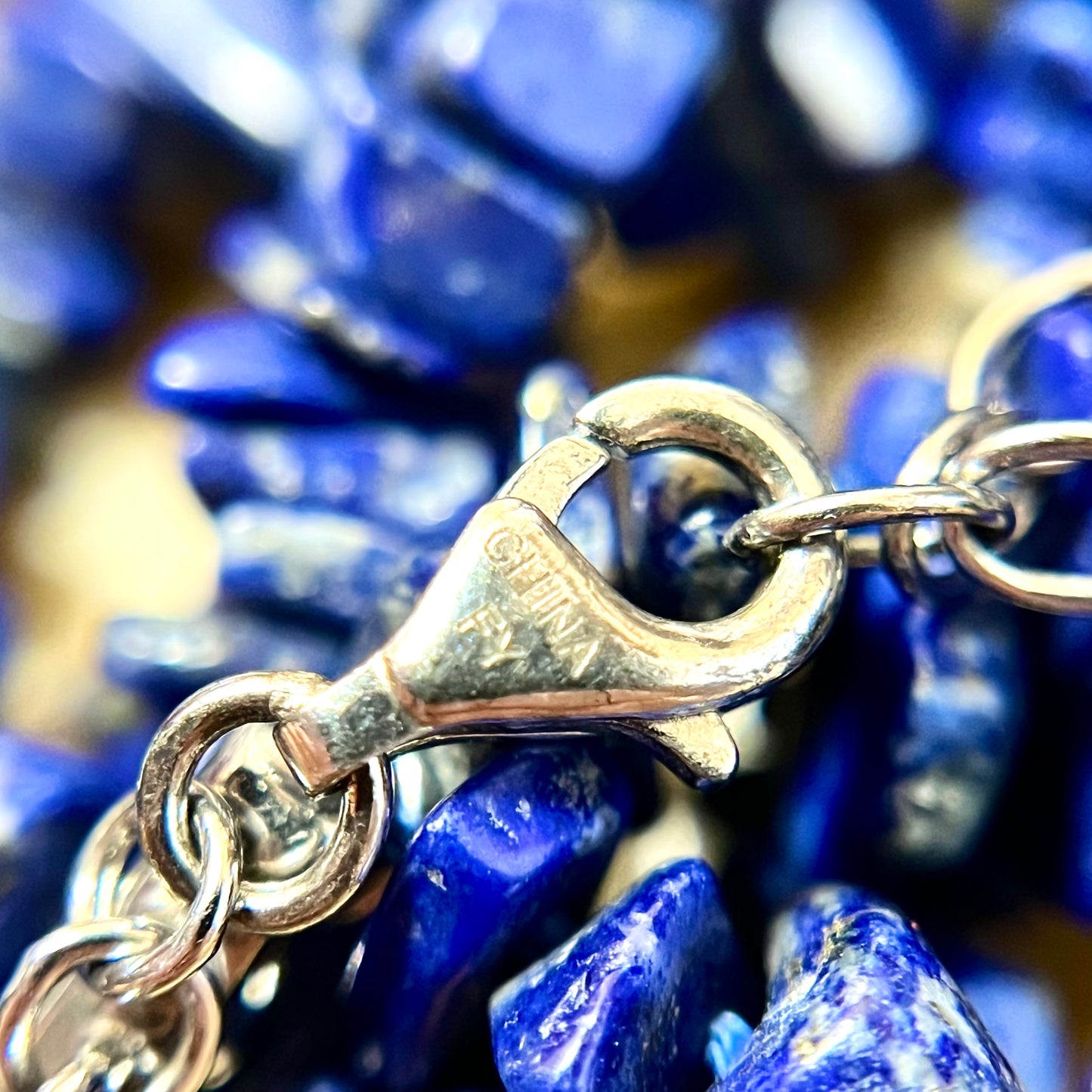 Lapis Lazuli Blue Chunky Gemstone Chip Necklace - Vintage