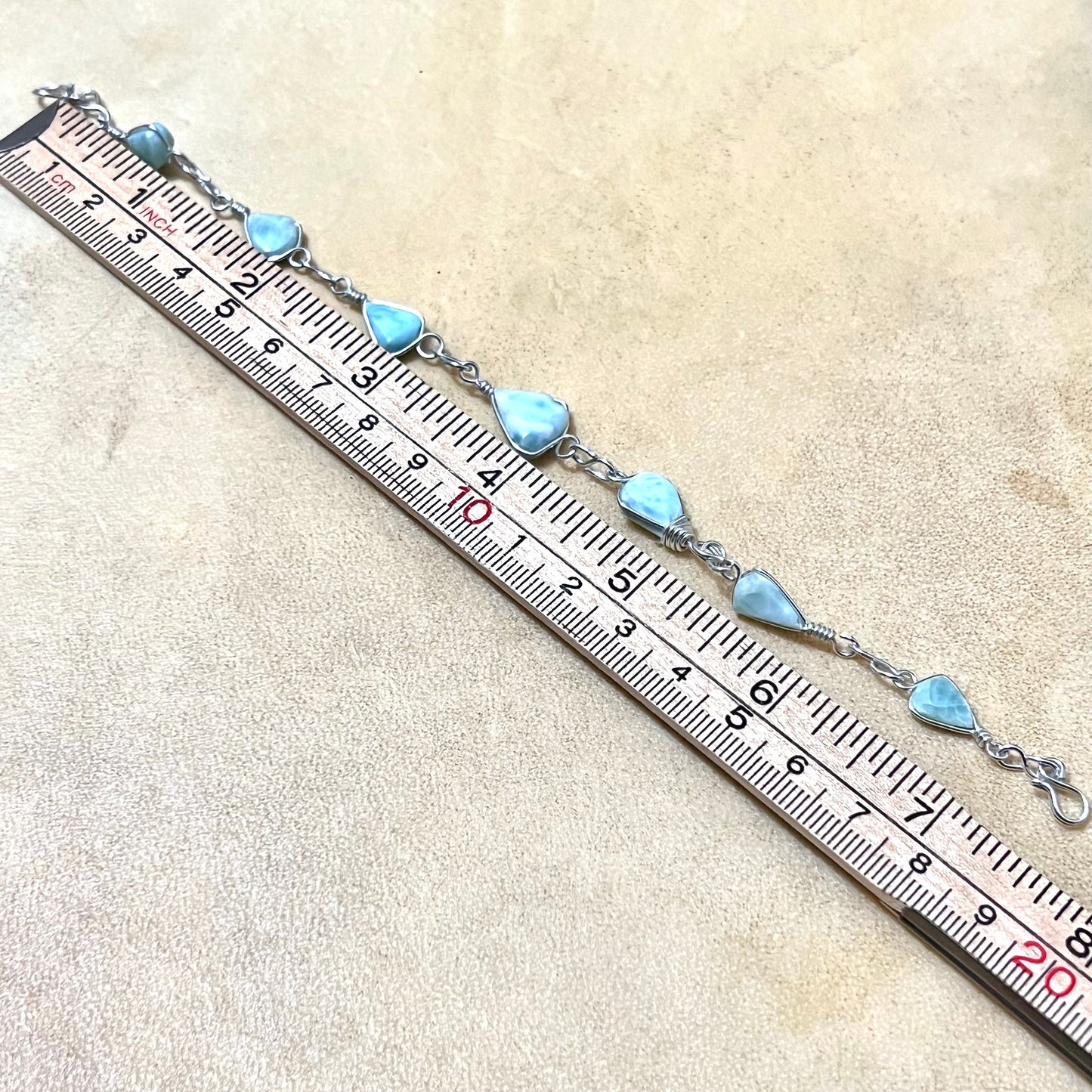 Sterling Silver Larimar Wire Wrapped Vintage Bracelet