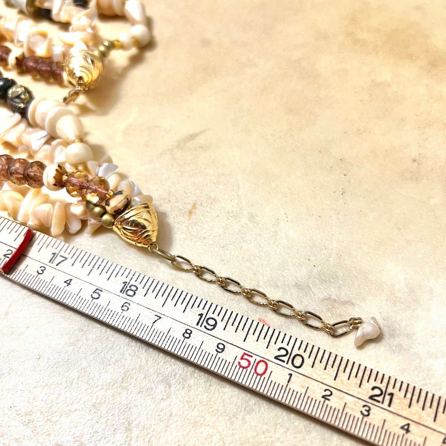 Vintage Mother of Pearl & Lampwork Glass Beaded Necklace