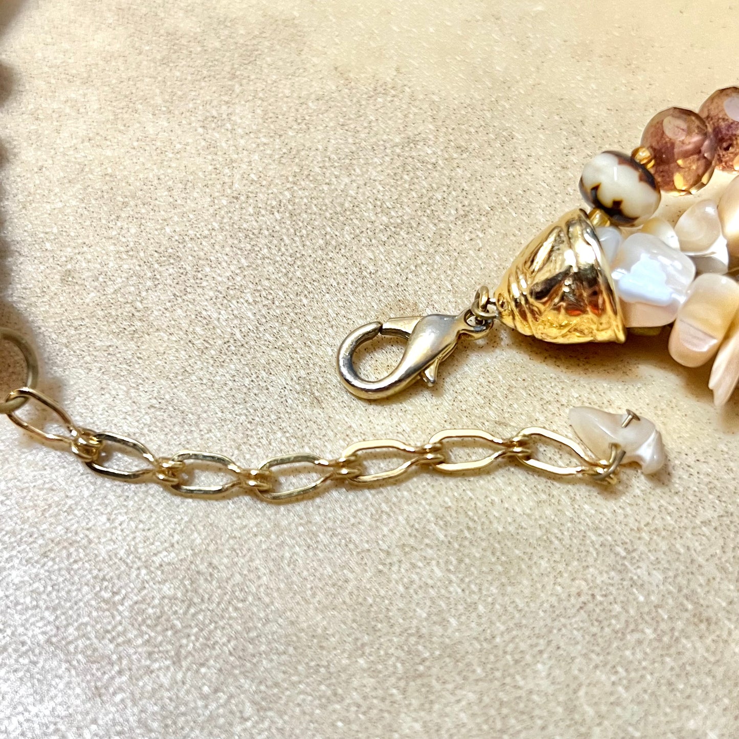 Vintage Mother of Pearl & Lampwork Glass Beaded Necklace