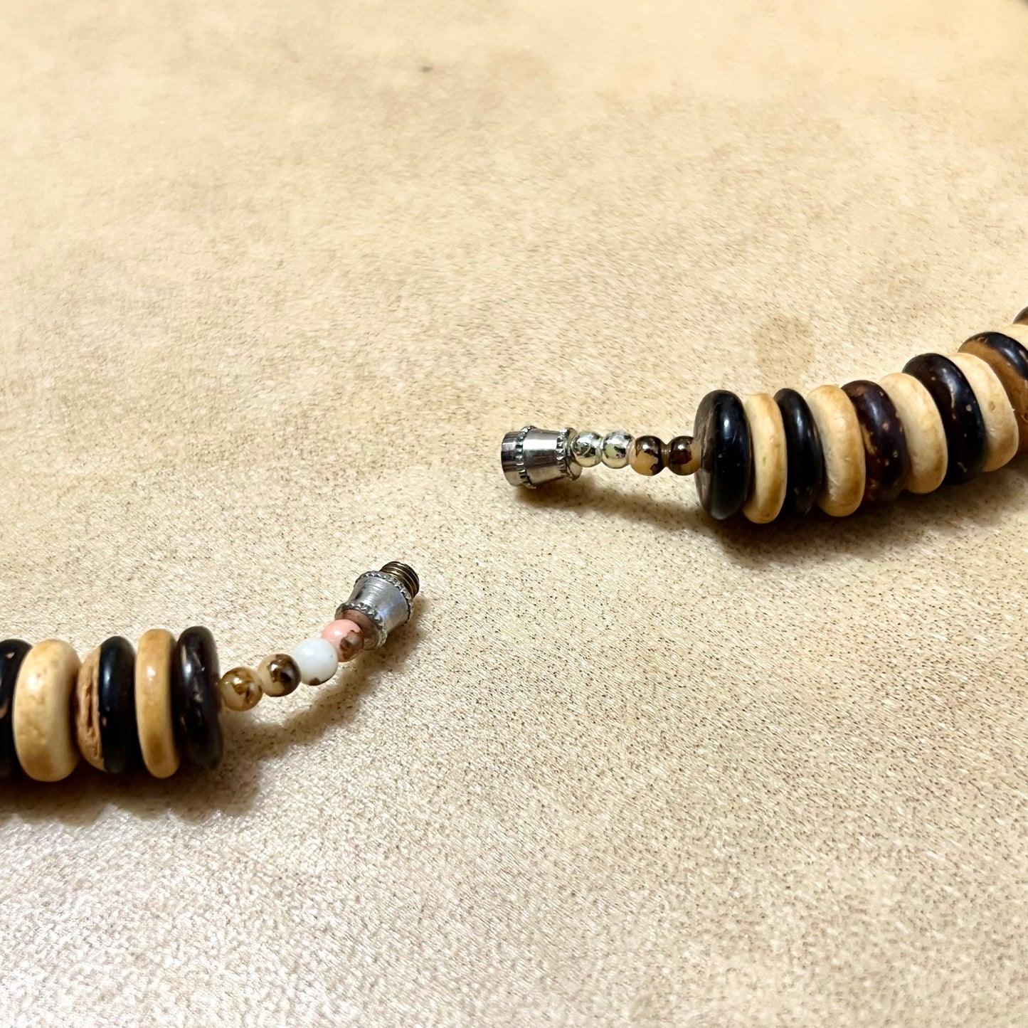 Mother of Pearl Abalone & Wood Beaded Necklace - Vintage