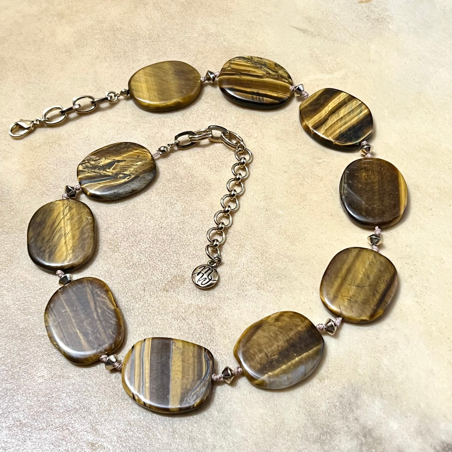 Tigers Eye Coin Statement Necklace