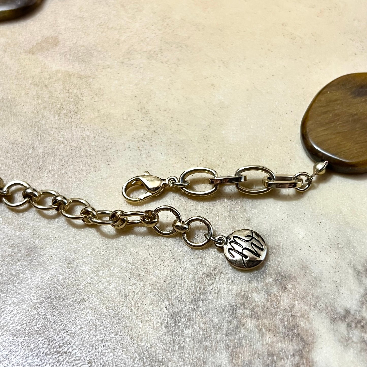 Tigers Eye Coin Statement Necklace