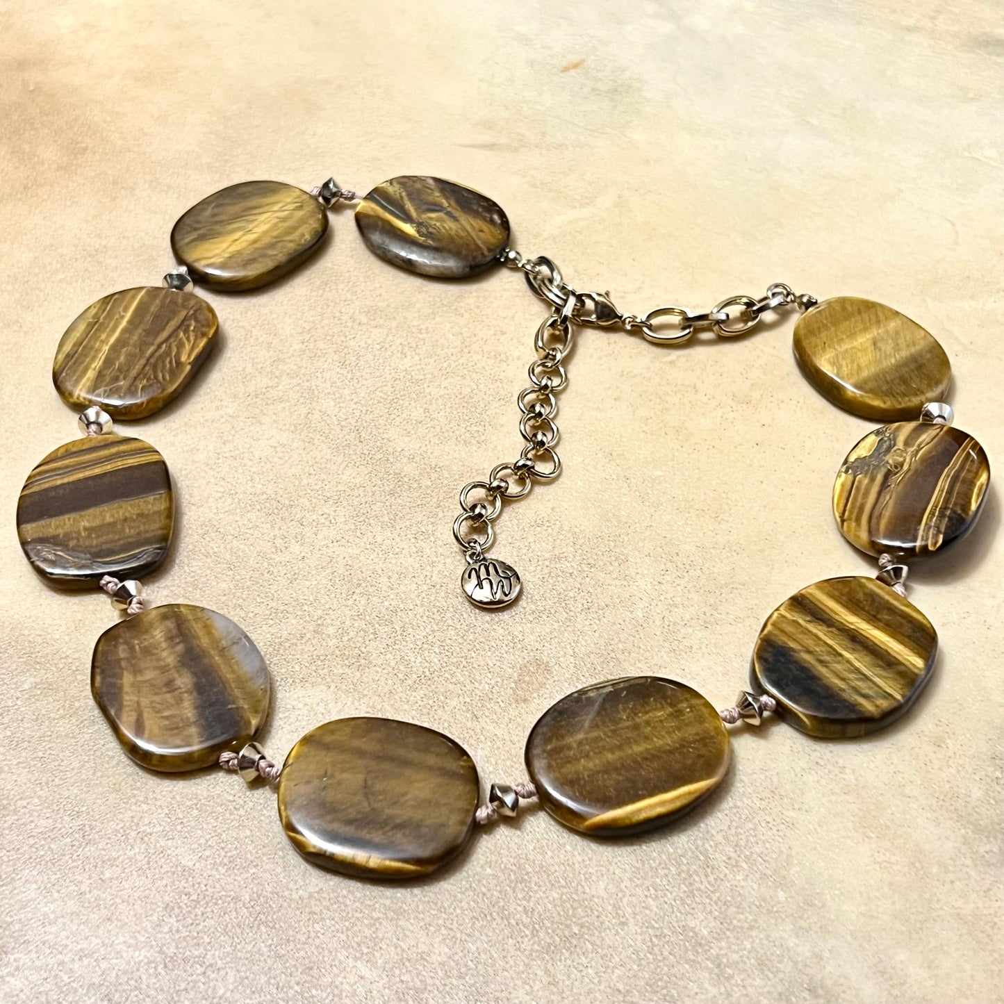 Tigers Eye Coin Statement Necklace
