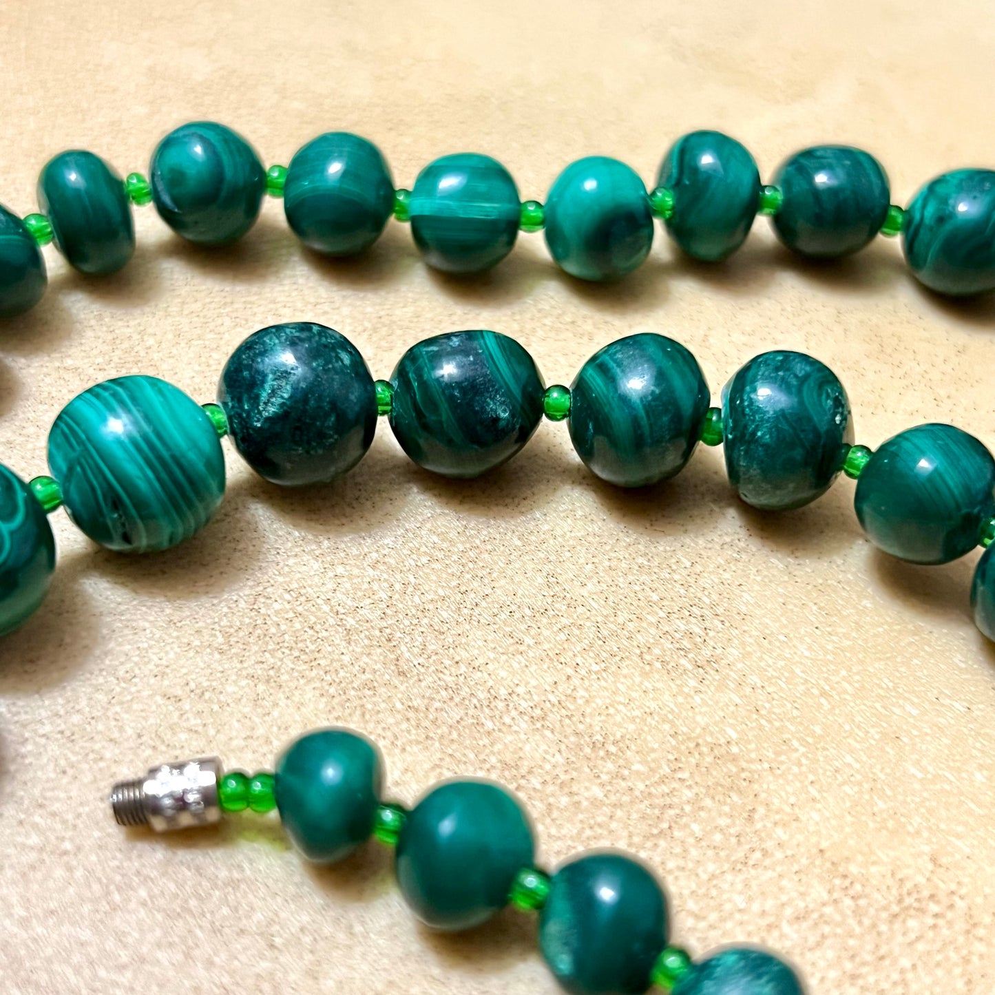 Vintage Malachite Graduated Beaded Necklace