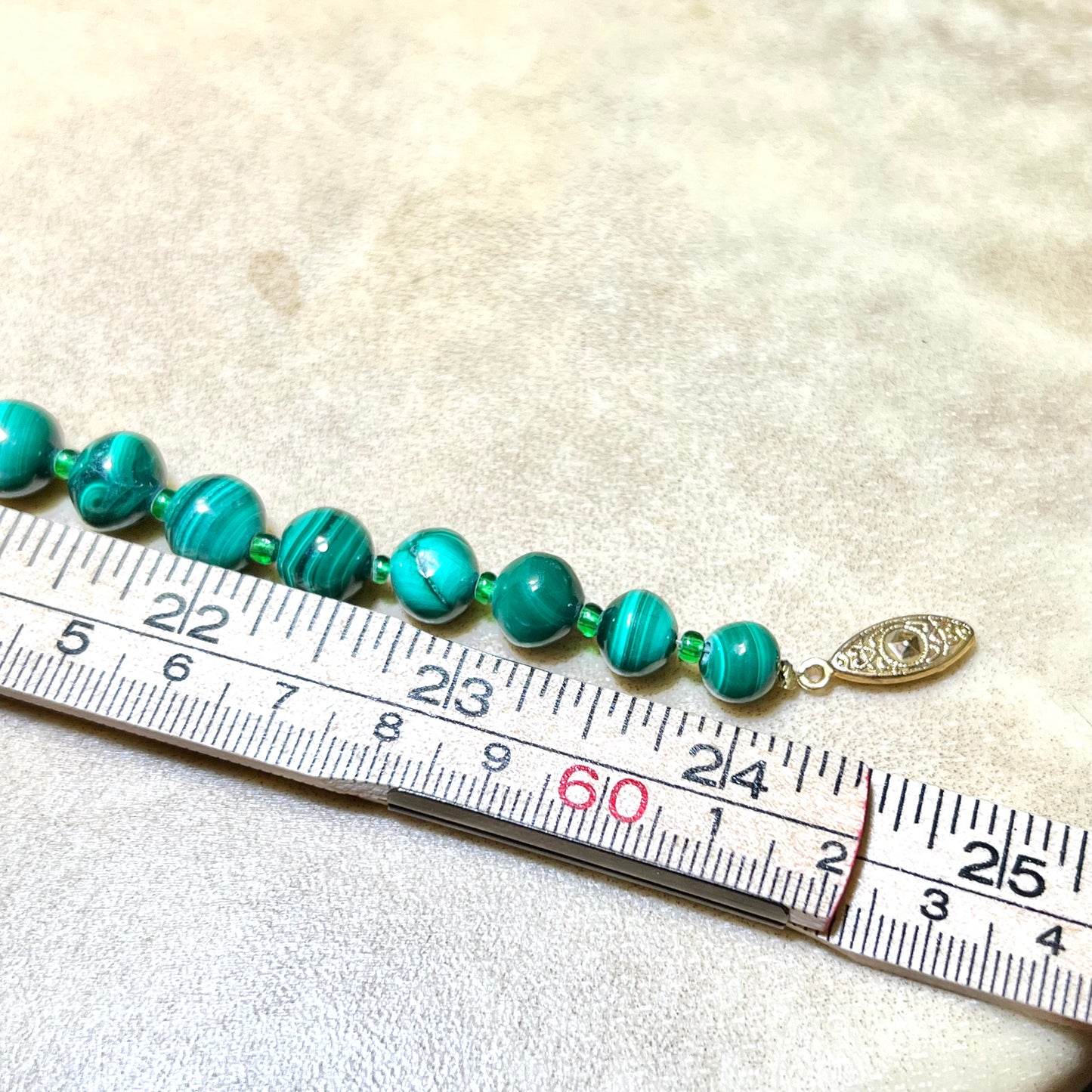 Graduated Malachite Beaded Vintage Necklace