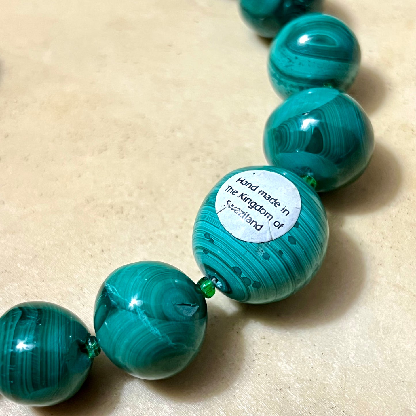 Graduated Malachite Beaded Vintage Necklace
