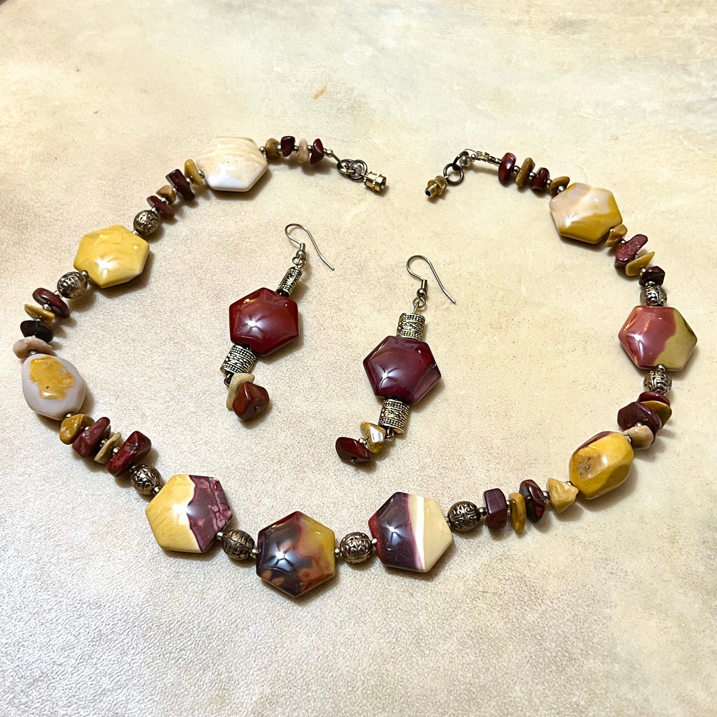 Mookaite Jasper Matching Necklace & Earrings Set