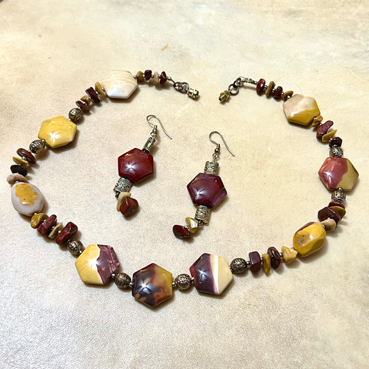 Mookaite Jasper Matching Necklace & Earrings Set