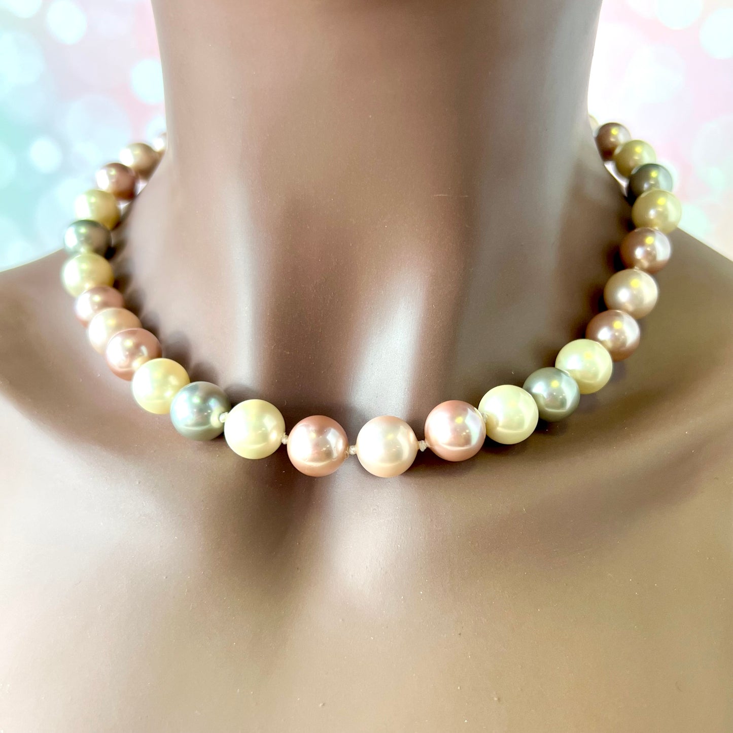 Vintage Imitation Pearl Necklace, Earrings, & Bracelet Set in Sterling Silver