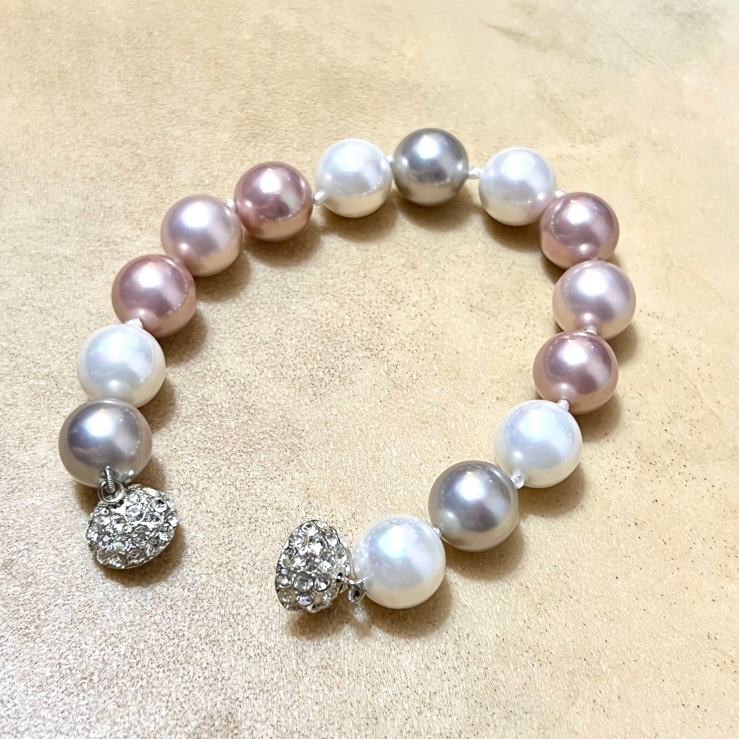 Vintage Imitation Pearl Necklace, Earrings, & Bracelet Set in Sterling Silver