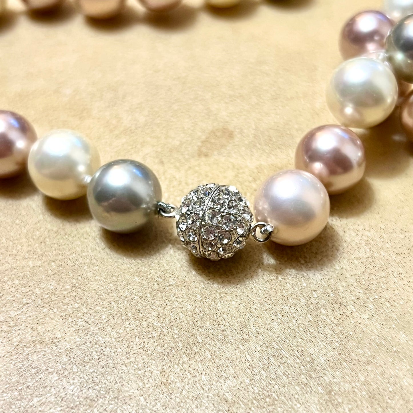 Vintage Imitation Pearl Necklace, Earrings, & Bracelet Set in Sterling Silver