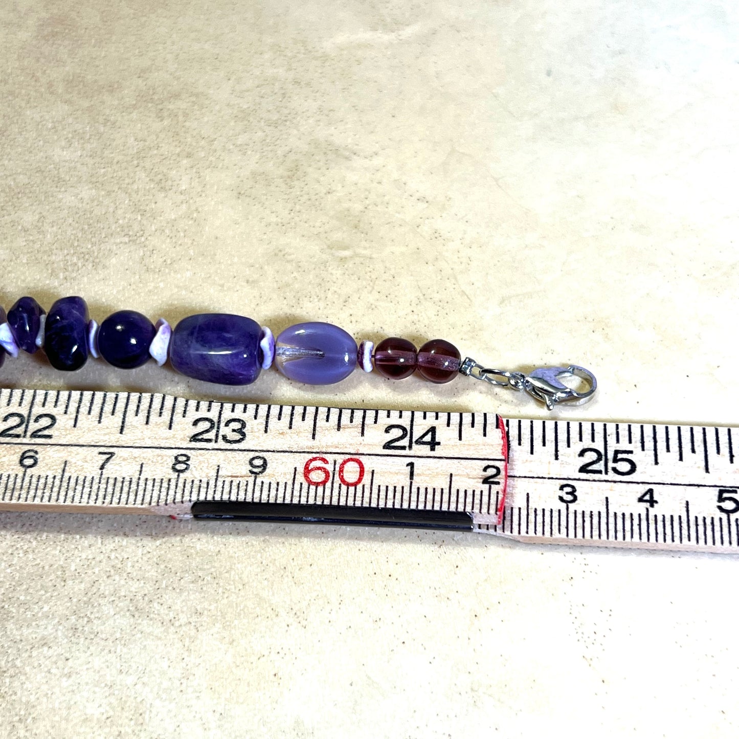 Purple Agate & Crystal Frog Beaded Amethyst Necklace - Vintage