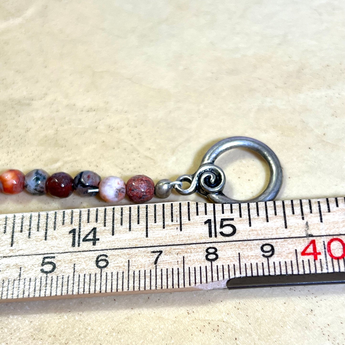 Carved Red Jasper Choker Necklace with Strawberry Quartz, Golden Healer, & Jasper
