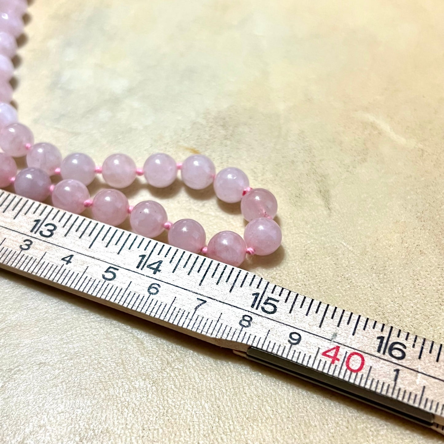 Rose Quartz Hand Knotted Beaded Necklace with Elephant Pendant - Vintage