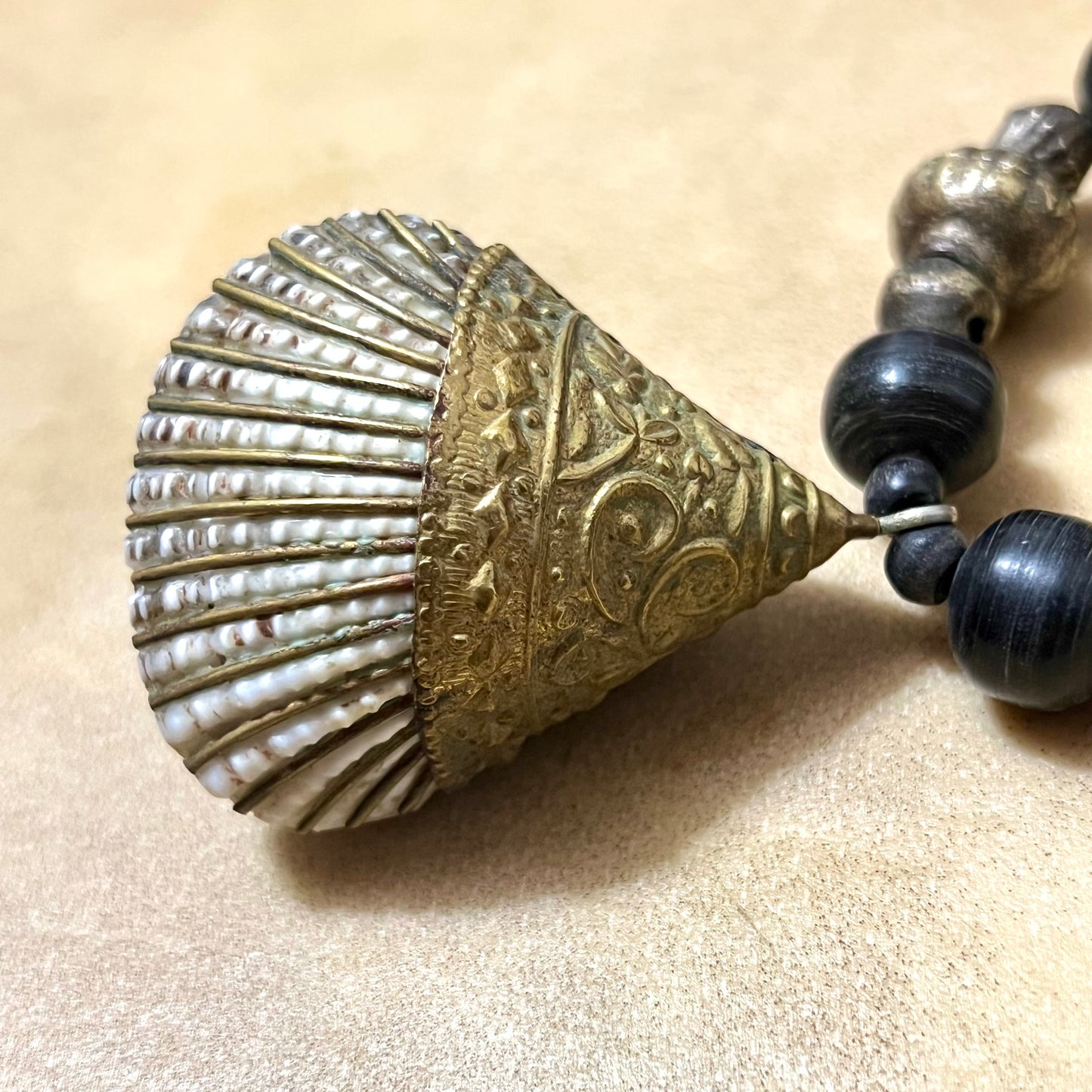 Bronze Seashell Vintage Rattle Statement Necklace