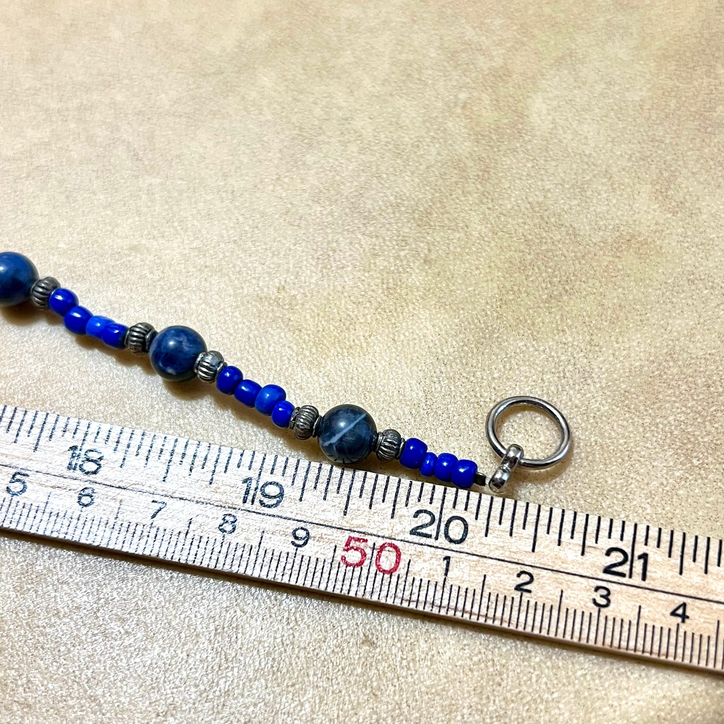 Sodalite Layered Vintage Beaded Necklace with Triangle Accents