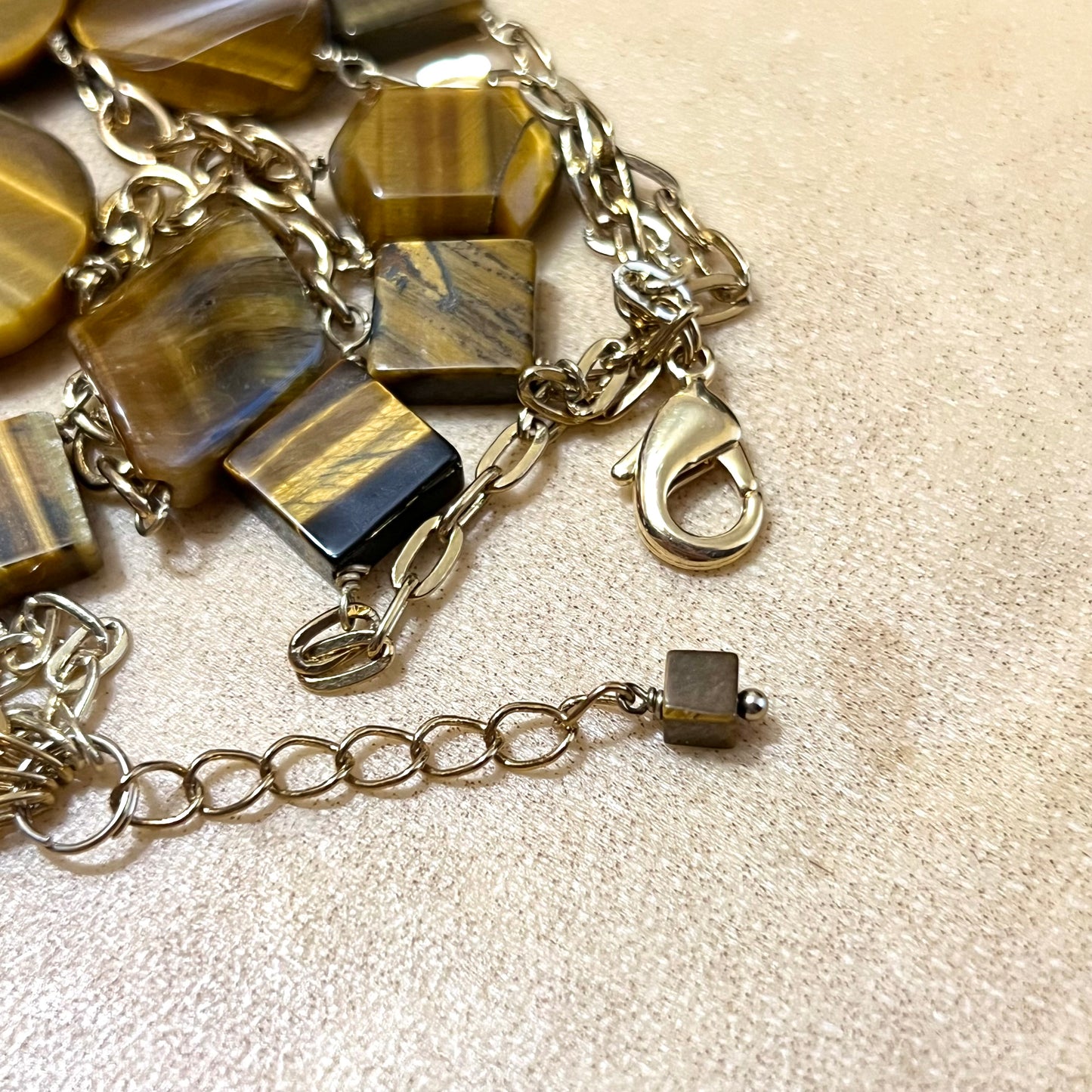 Faceted Tigers Eye Stacking Gold Tone Vintage Bracelet