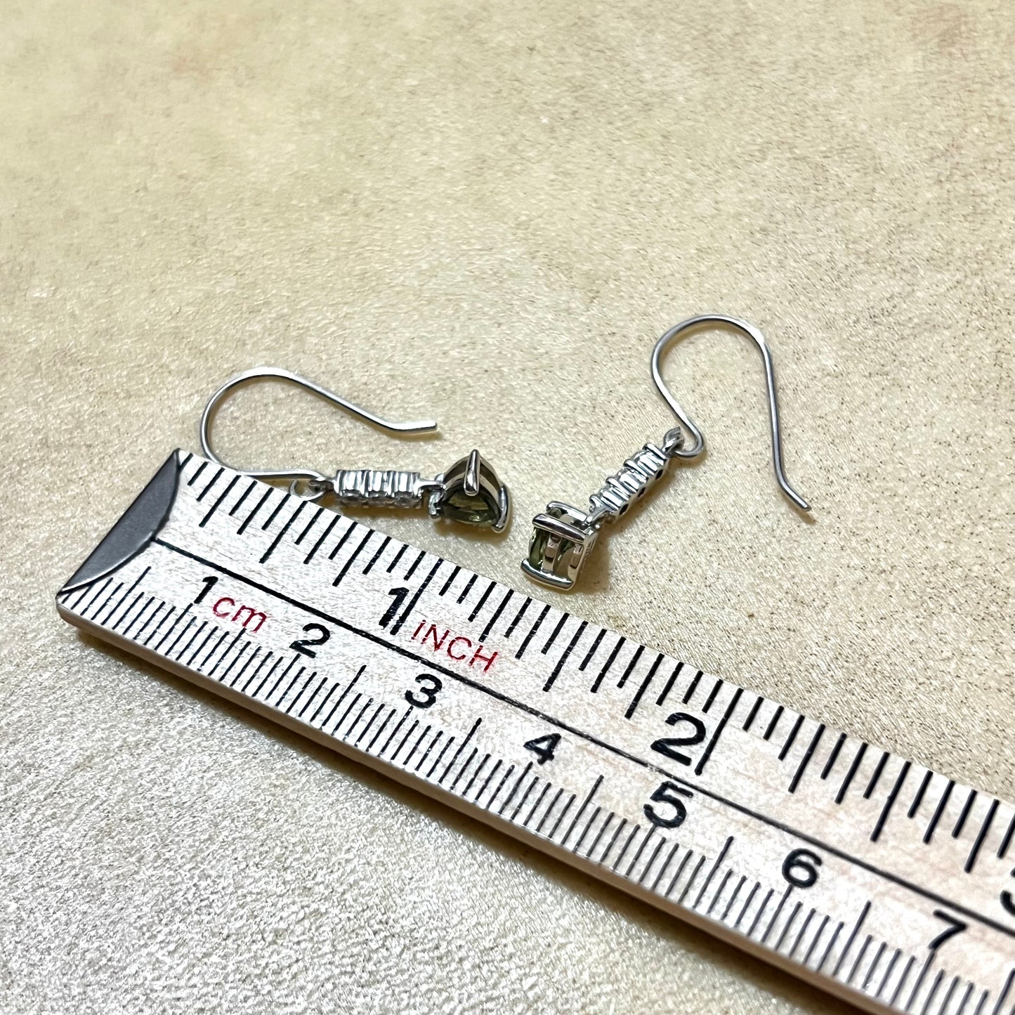 Sterling Silver Crystal & Gemstone Drop Triangle Earrings