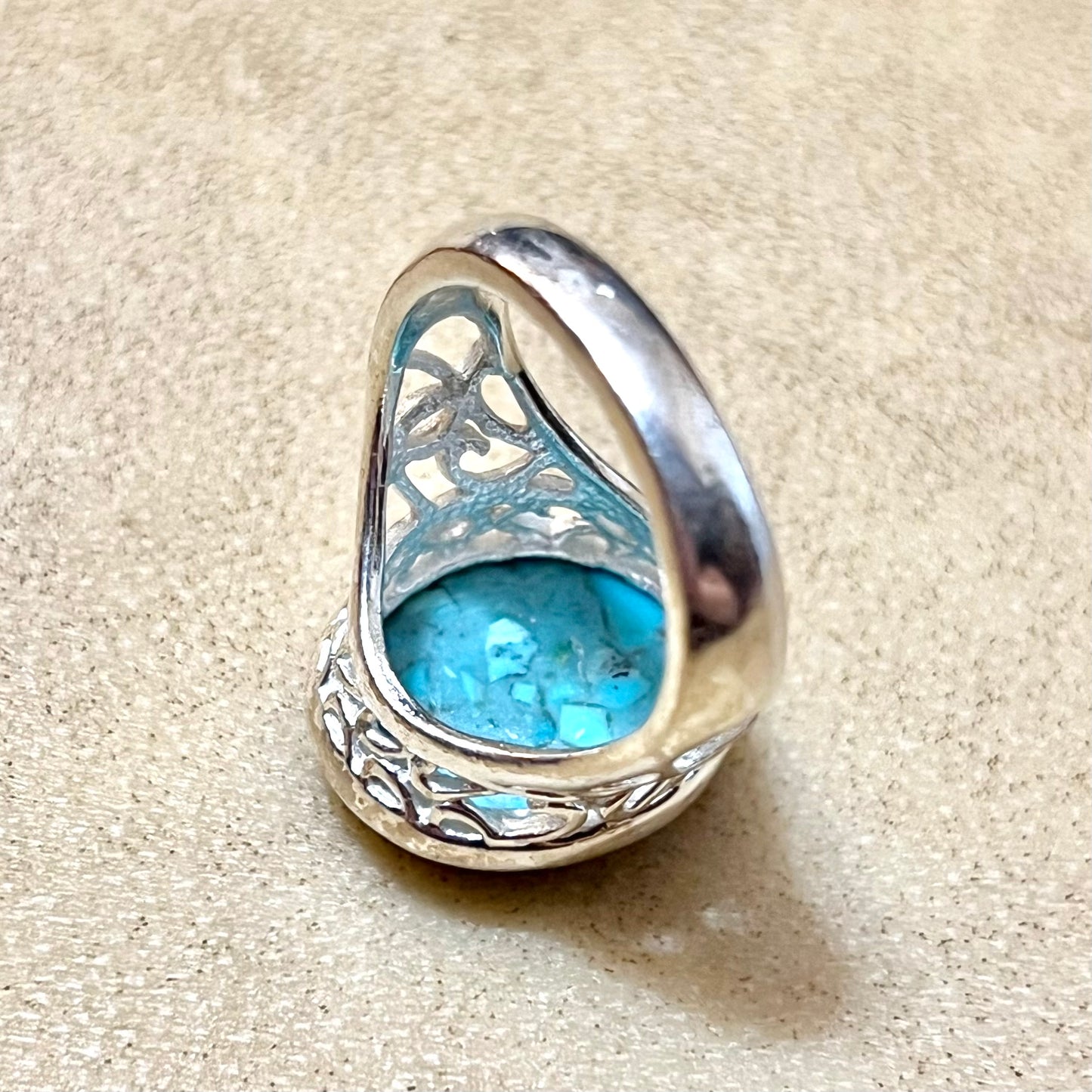 Turquoise in Sterling Silver Gemstone Vintage Ring Size 8