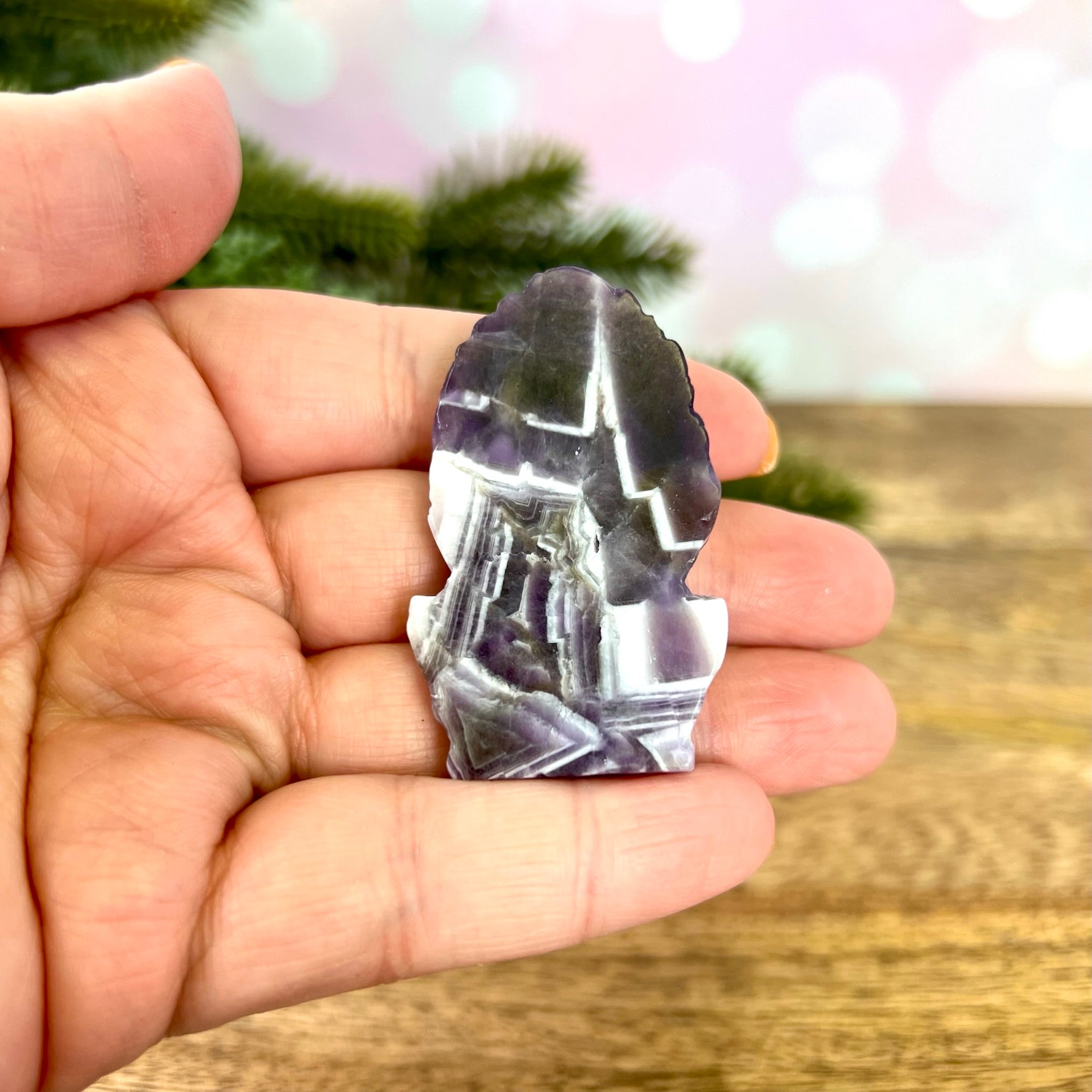 a person holding a piece of glass in their hand