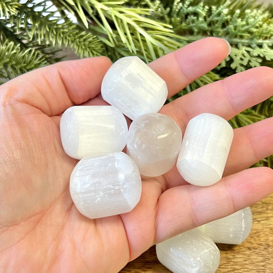 Satin Spar Selenite Tumbled Crystal - You get one