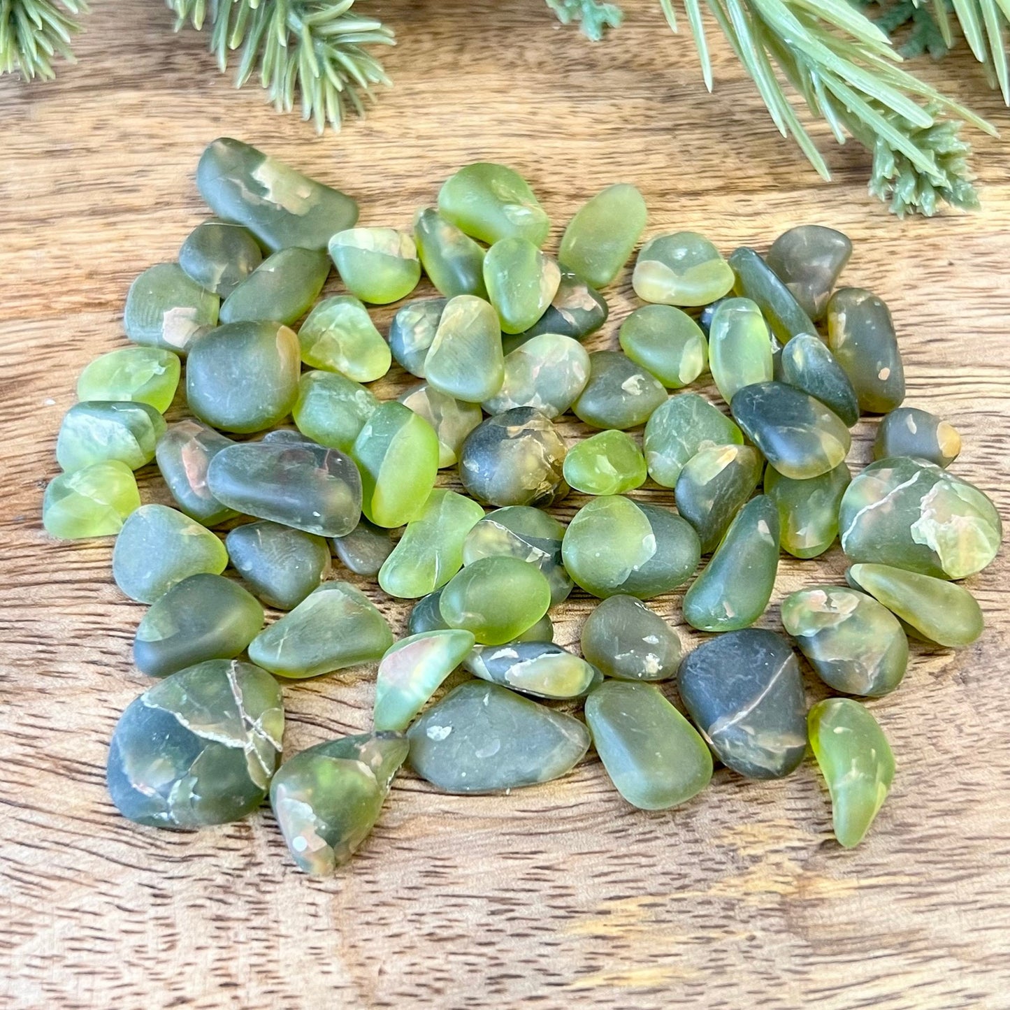 Peridot Satin Tumbled Crystals - You get one