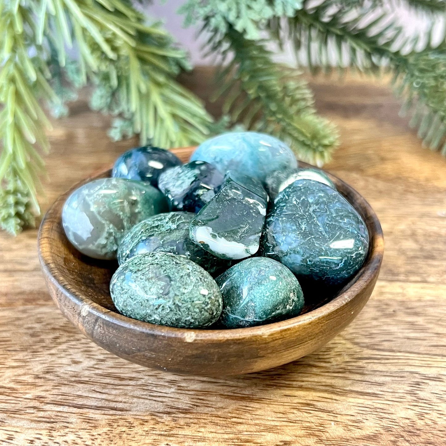 Moss Agate Tumbled Crystal - You get one