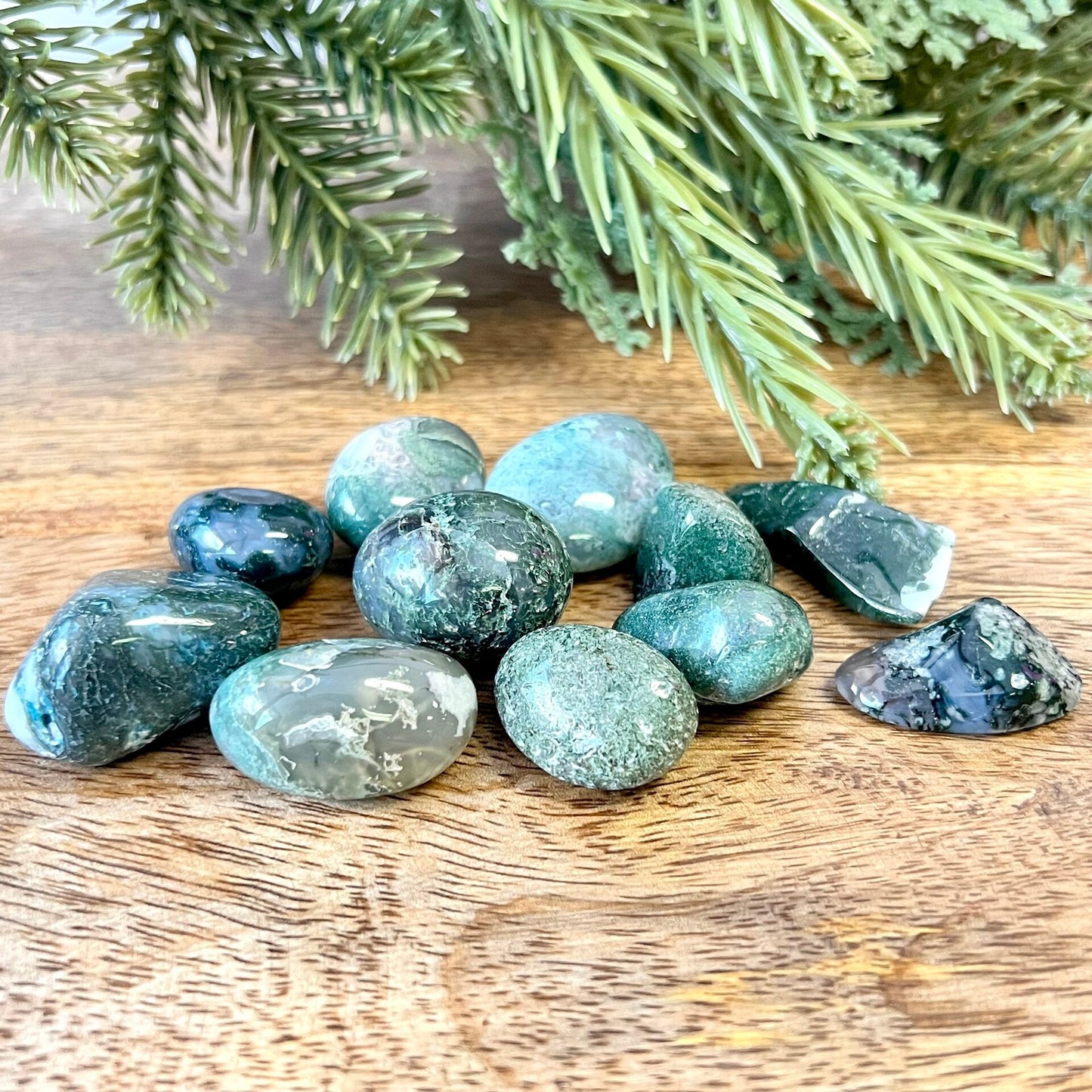 Moss Agate Tumbled Crystal - You get one