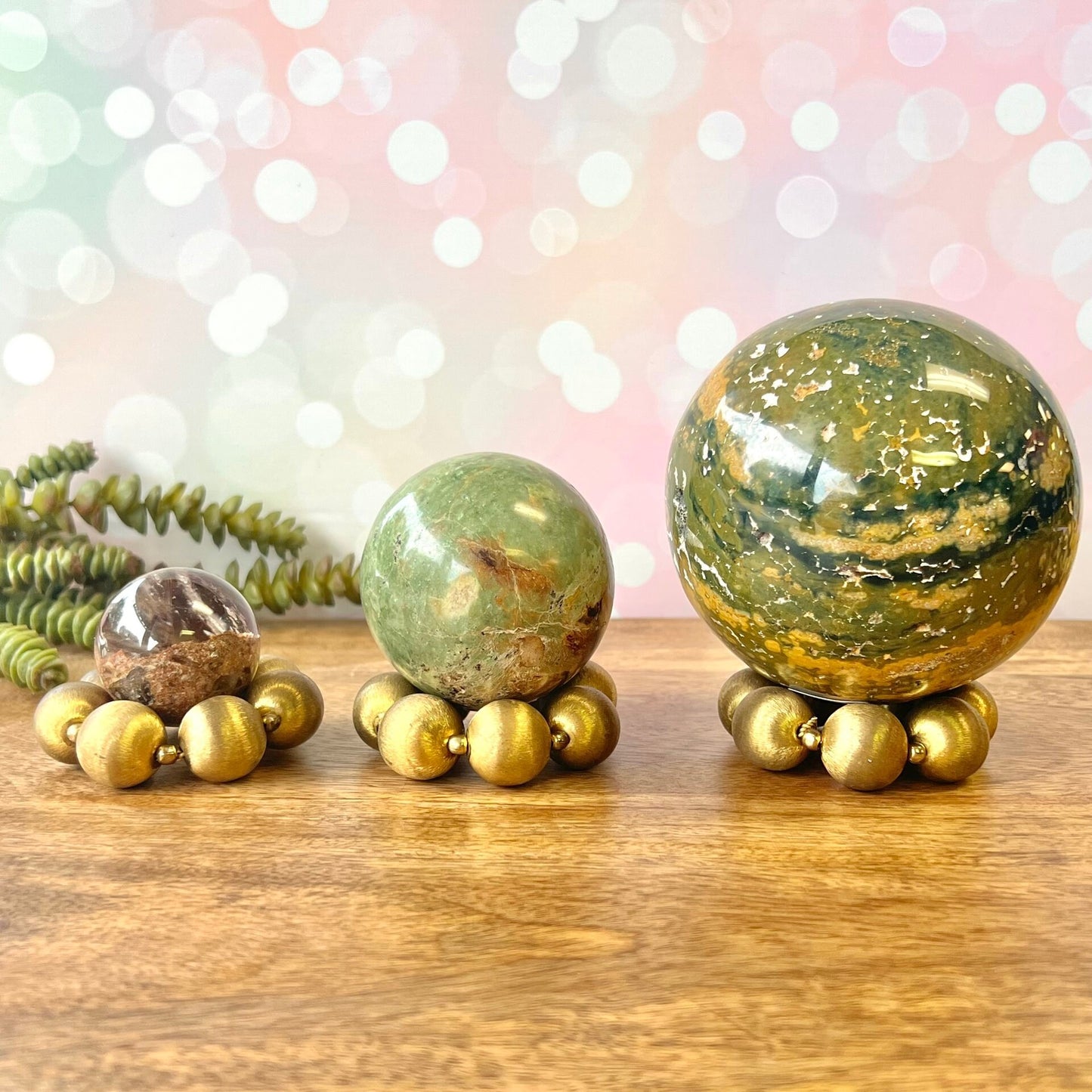Vintage Gold Bead Crystal Sphere Stand - You get one