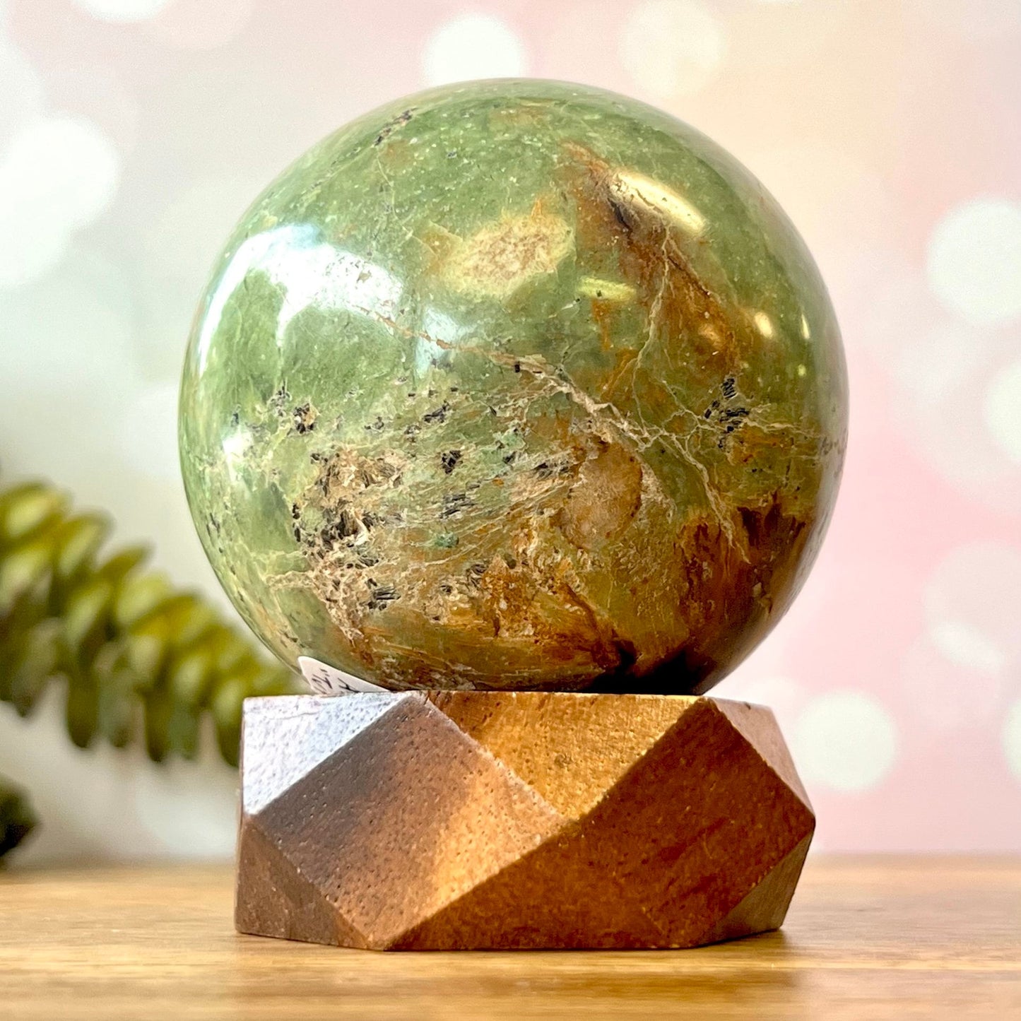Vintage Faceted Wood Crystal Sphere Stand - You get one