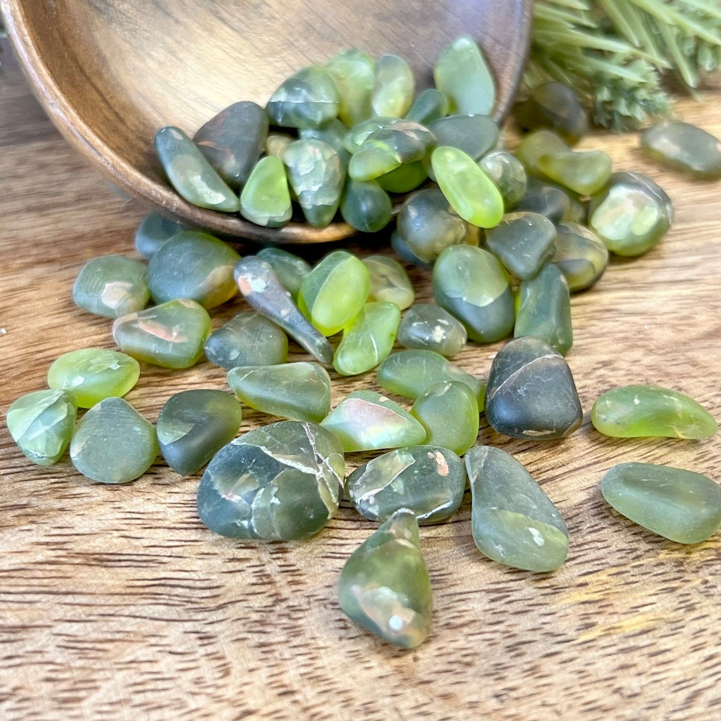 Peridot Satin Tumbled Crystals - You get one