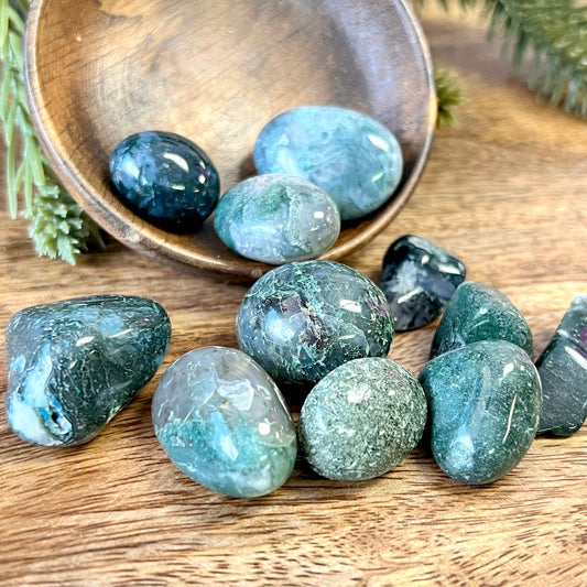 Moss Agate Tumbled Crystal - You get one