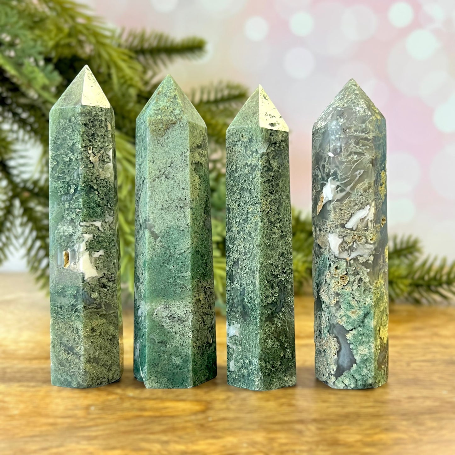 Moss Agate Crystal Tower - You get one