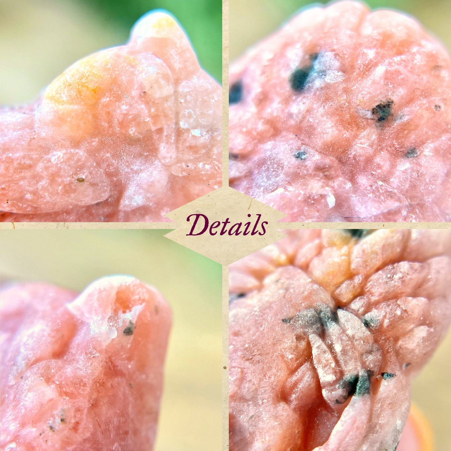 Owl Skull Orange Calcite Crystal Carved Cabochon - You get one
