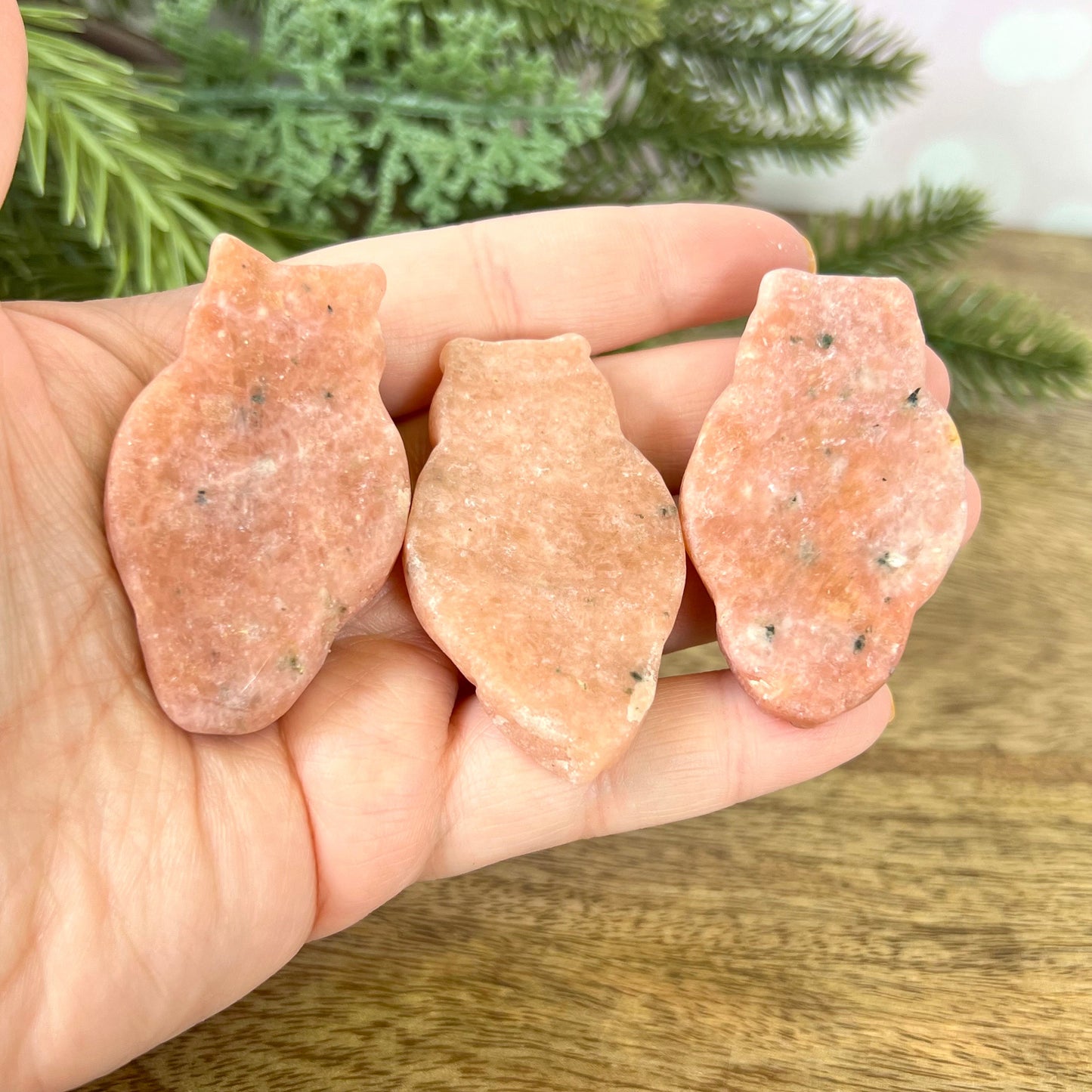 Owl Skull Orange Calcite Crystal Carved Cabochon - You get one