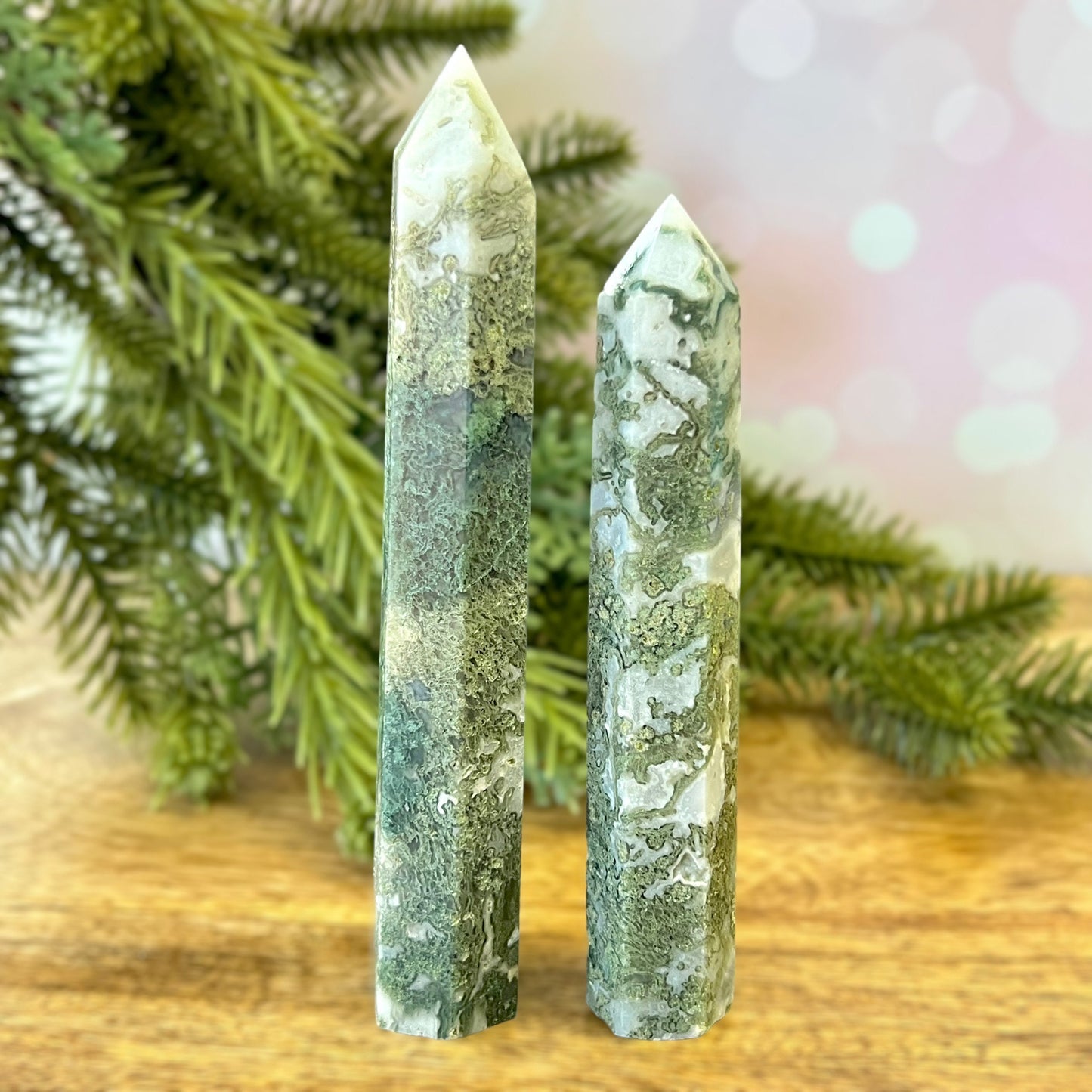 Moss Agate Crystal Tower - You get one